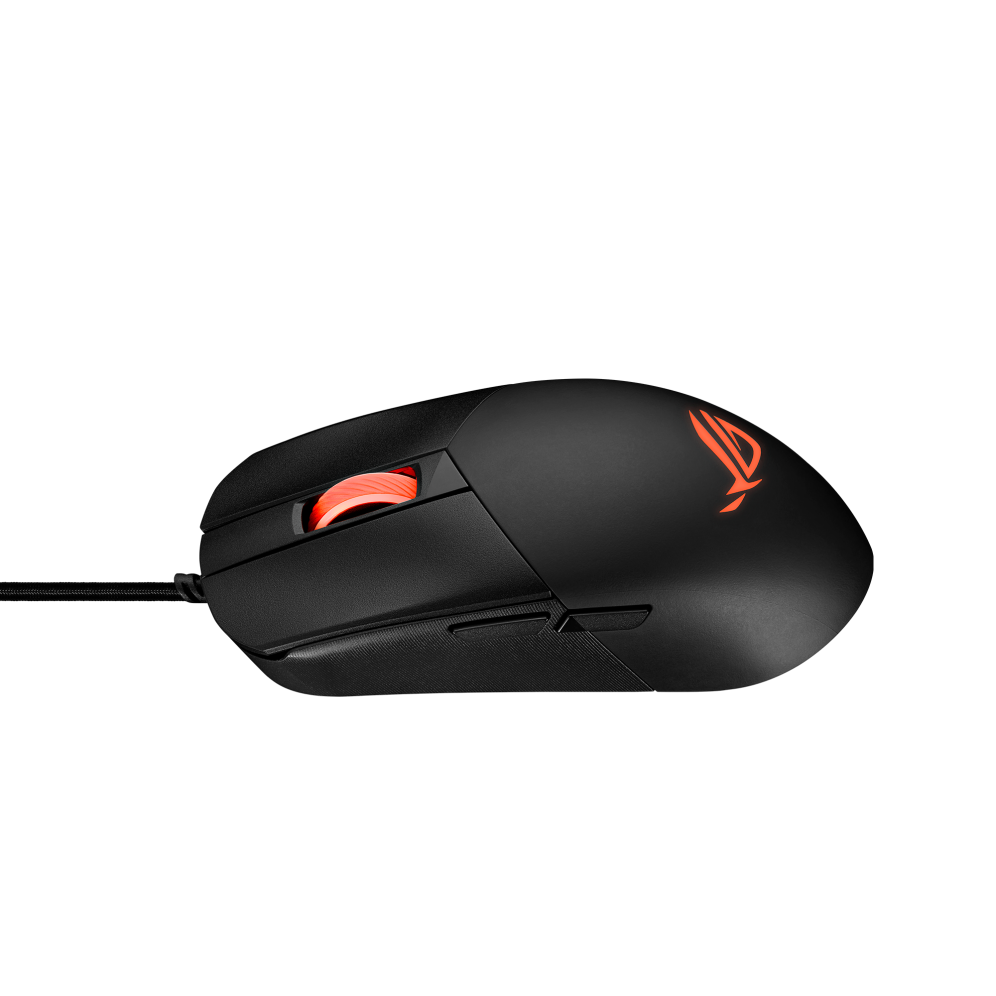 A large main feature product image of ASUS ROG Strix Impact III Wired Gaming Mouse