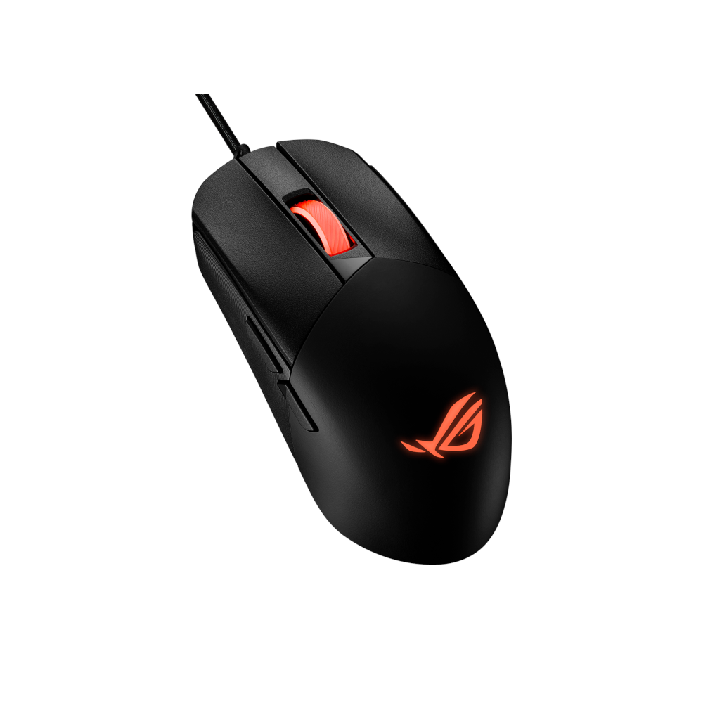 A large main feature product image of ASUS ROG Strix Impact III Wired Gaming Mouse