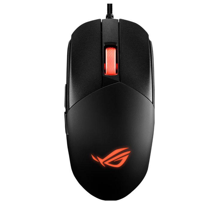 A large main feature product image of ASUS ROG Strix Impact III Wired Gaming Mouse
