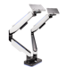 A product image of EX-DEMO GamerChief Pro Gaming Dual Monitor Arm - Greyish White w/RGB