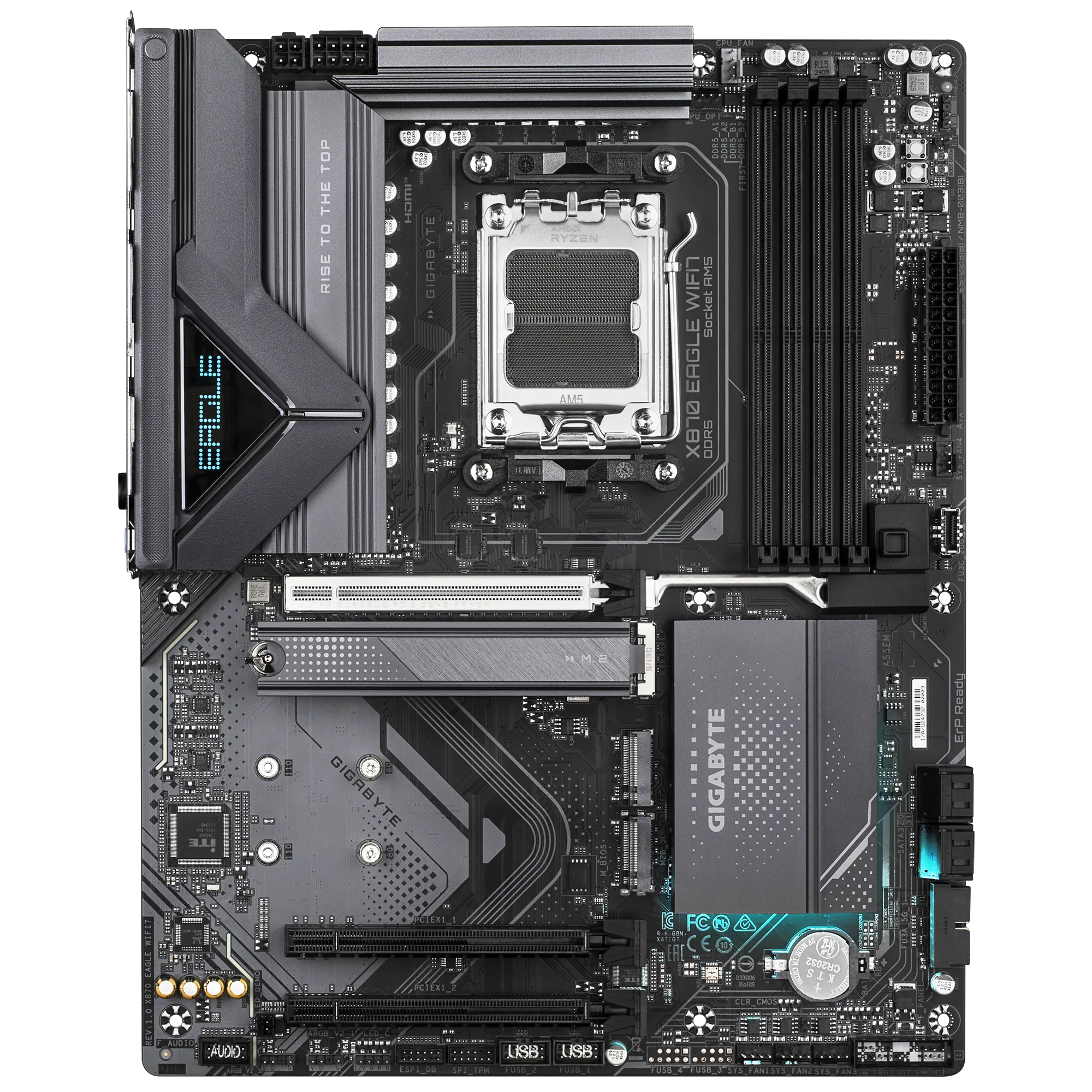 A large main feature product image of Gigabyte X870 Eagle WiFi7 AM5 ATX Desktop Motherboard