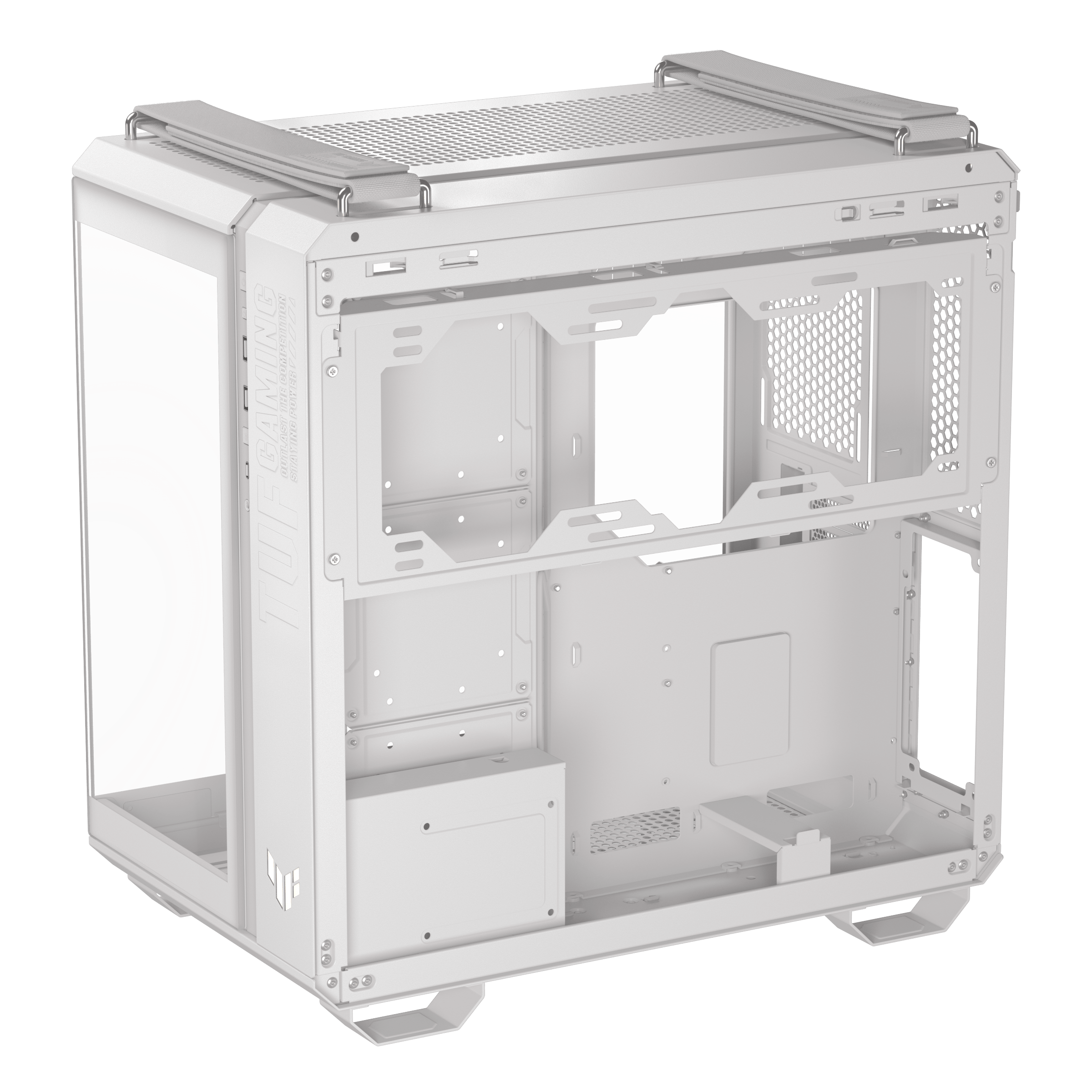 A large main feature product image of ASUS TUF Gaming GT502 Horizon Mid Tower Case - White