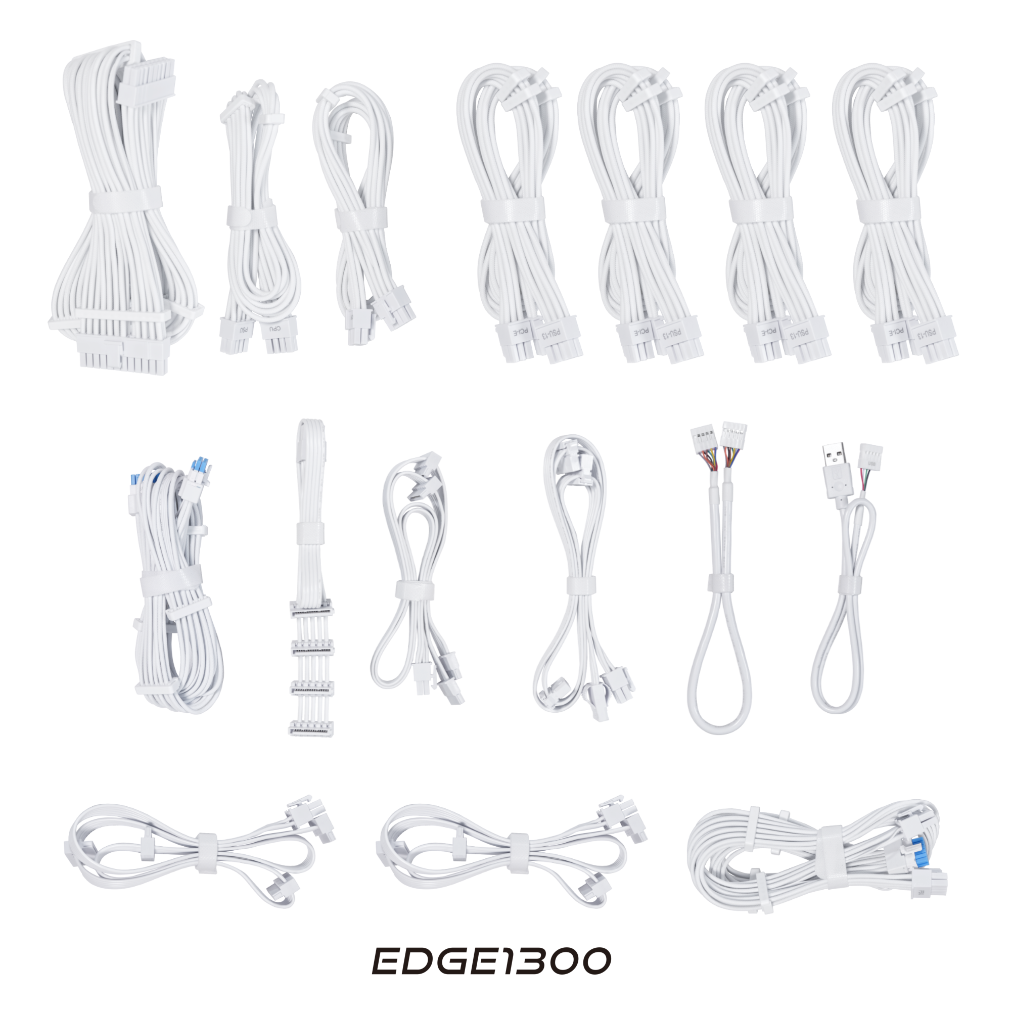 A large main feature product image of Lian Li Edge 1300W Platinum PCIe 5.1 ATX 3.1 Modular PSU (White)