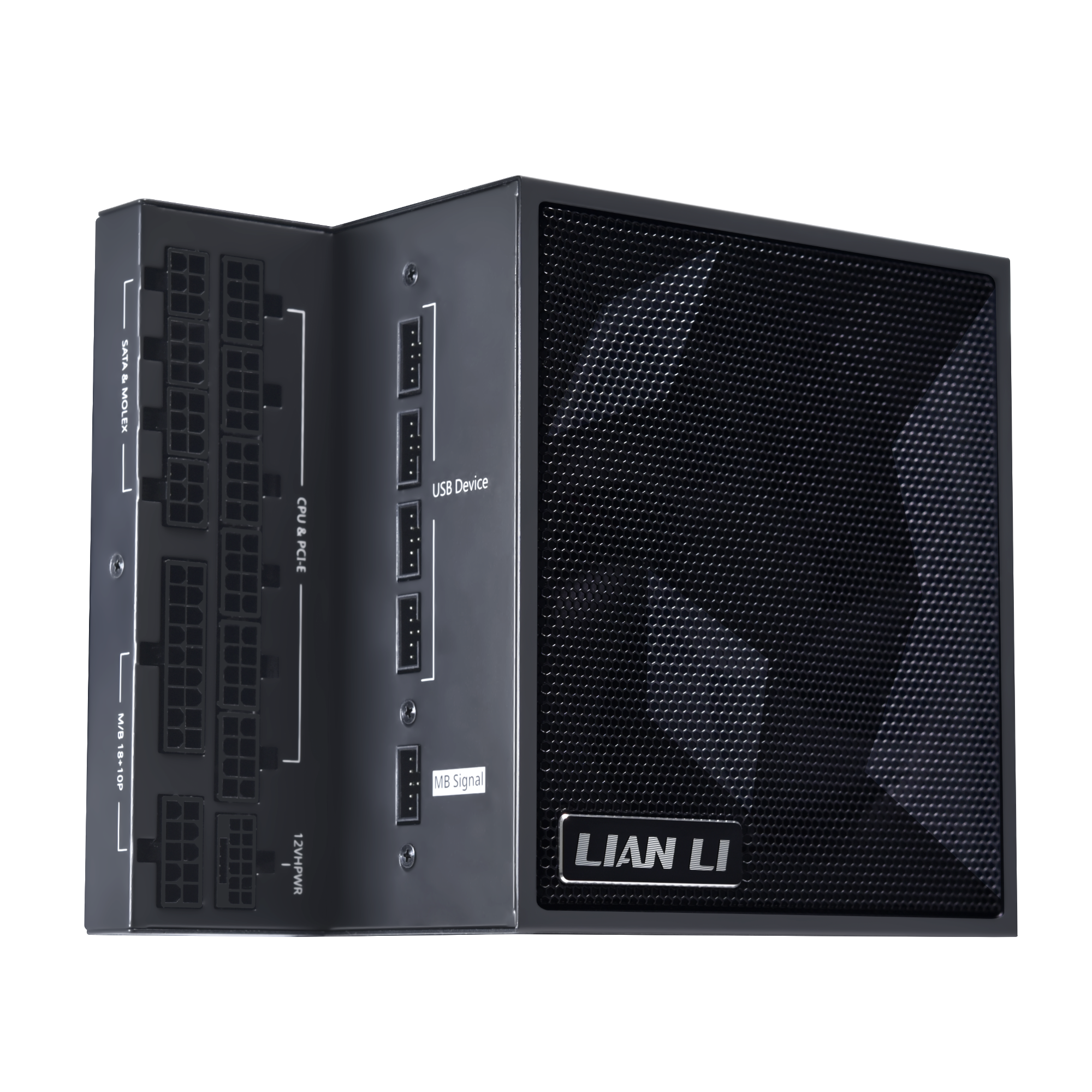 A large main feature product image of Lian Li Edge 1300W Platinum PCIe 5.1 ATX 3.1 Modular PSU