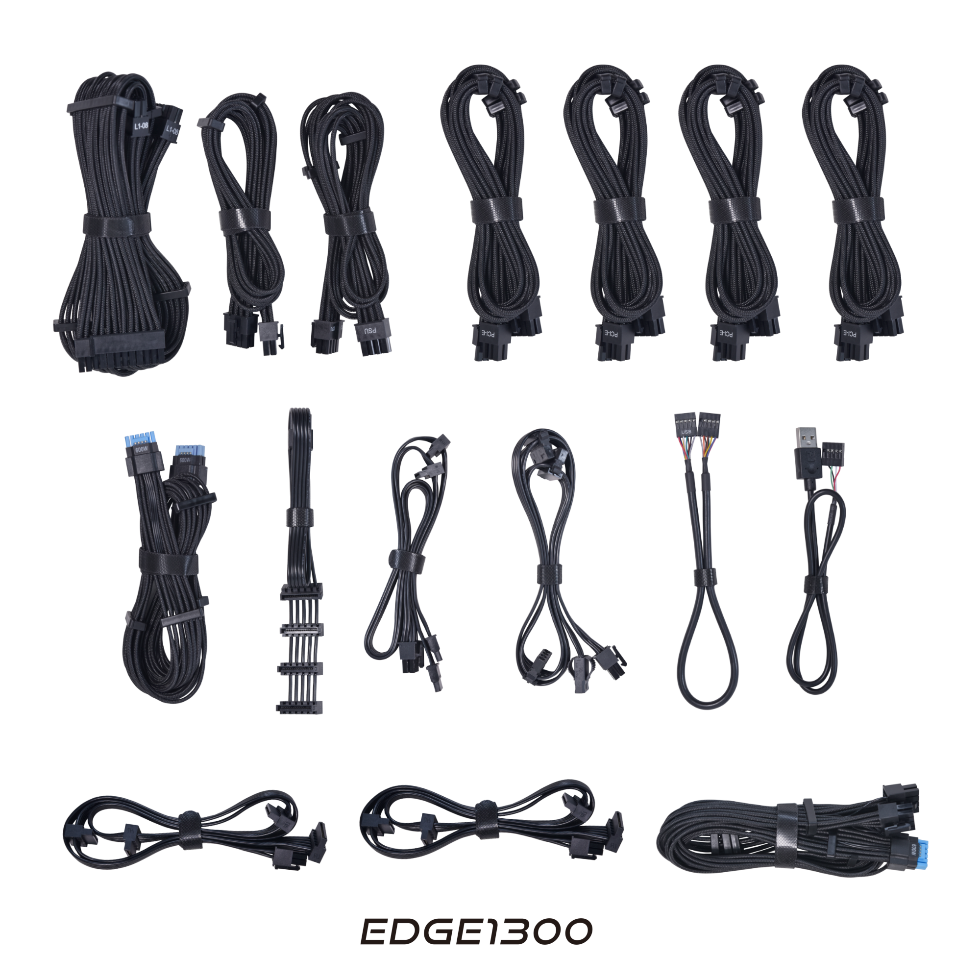 A large main feature product image of Lian Li Edge 1300W Platinum PCIe 5.1 ATX 3.1 Modular PSU