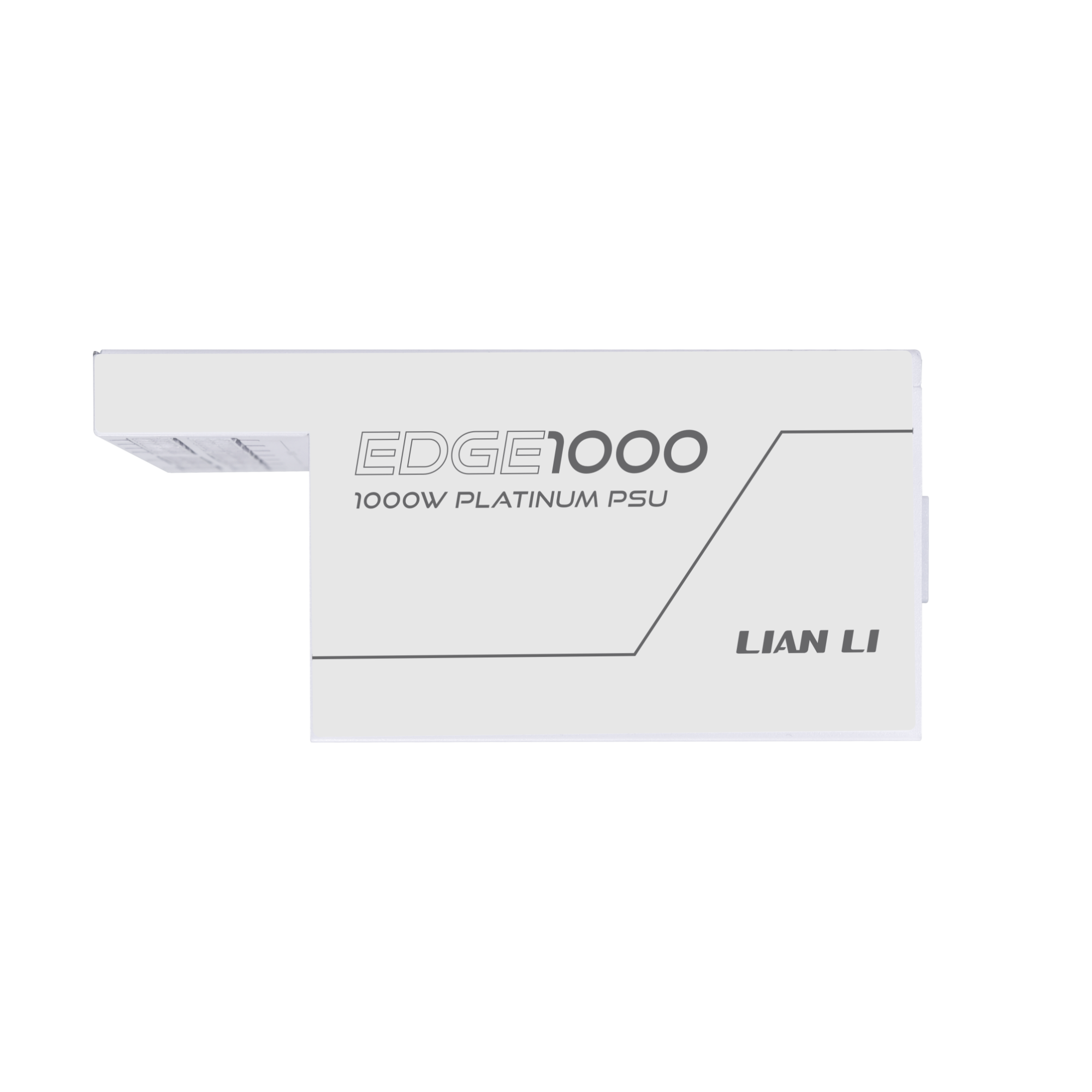 A large main feature product image of Lian Li Edge 1000W Platinum PCIe 5.1 ATX 3.1 Modular PSU (White)
