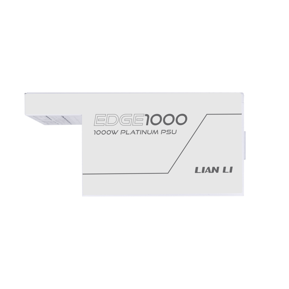 A large main feature product image of Lian Li Edge 1000W Platinum PCIe 5.1 ATX 3.1 Modular PSU (White)