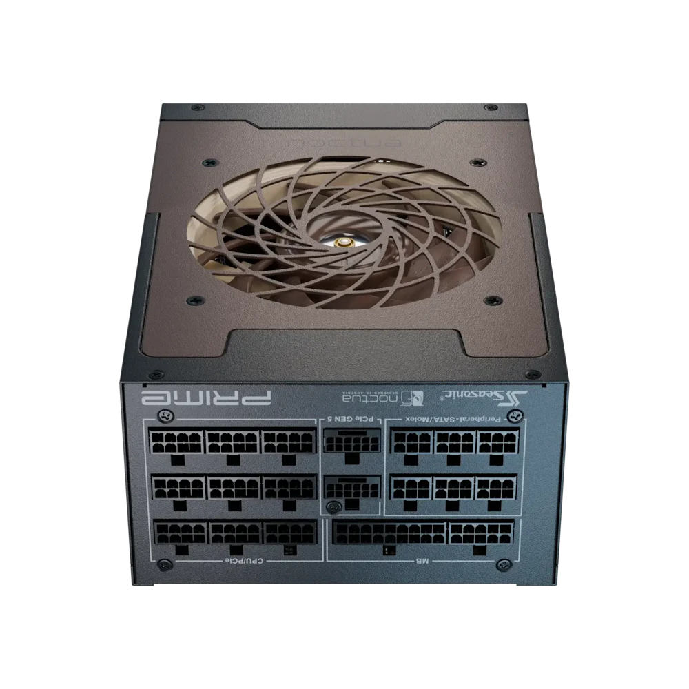 A large main feature product image of Seasonic PRIME TX 1600W Titanium PCIe 5.1 ATX 3.1 Modular 15A PSU (Noctua Edition)