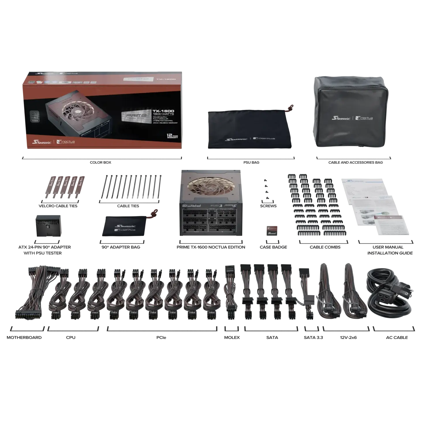 A large main feature product image of Seasonic PRIME TX 1600W Titanium PCIe 5.1 ATX 3.1 Modular PSU (Noctua Edition)