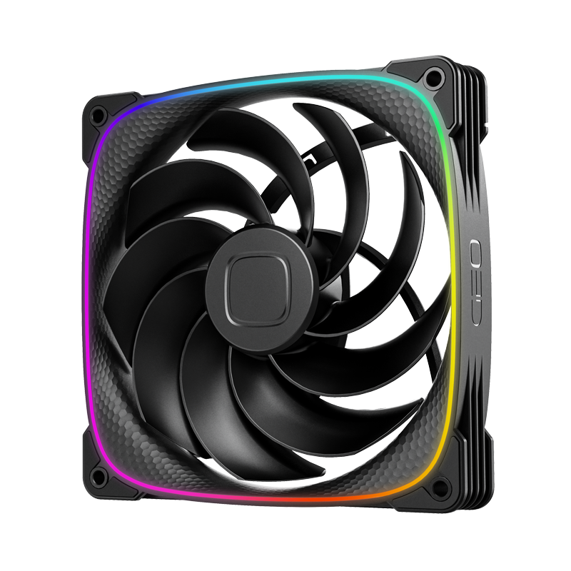 A large main feature product image of Geometric Future Squama 2503R - 140mm ARGB Reverse Blade PWM Fan 3-Pack (Black)