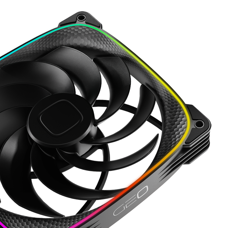A large main feature product image of Geometric Future Squama 2503R - 140mm ARGB Reverse Blade PWM Fan 3-Pack (Black)