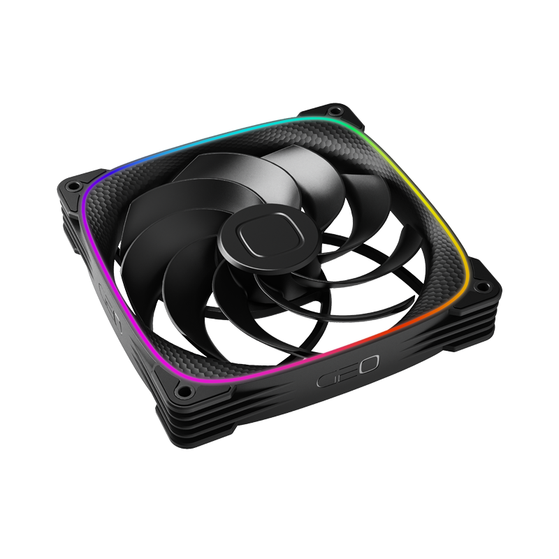 A large main feature product image of Geometric Future Squama 2503R - 140mm ARGB Reverse Blade PWM Fan 3-Pack (Black)
