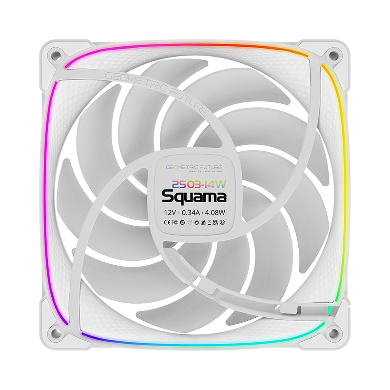 A large main feature product image of Geometric Future Squama 2503 - 140mm ARGB PWM Fan 3-Pack (White)