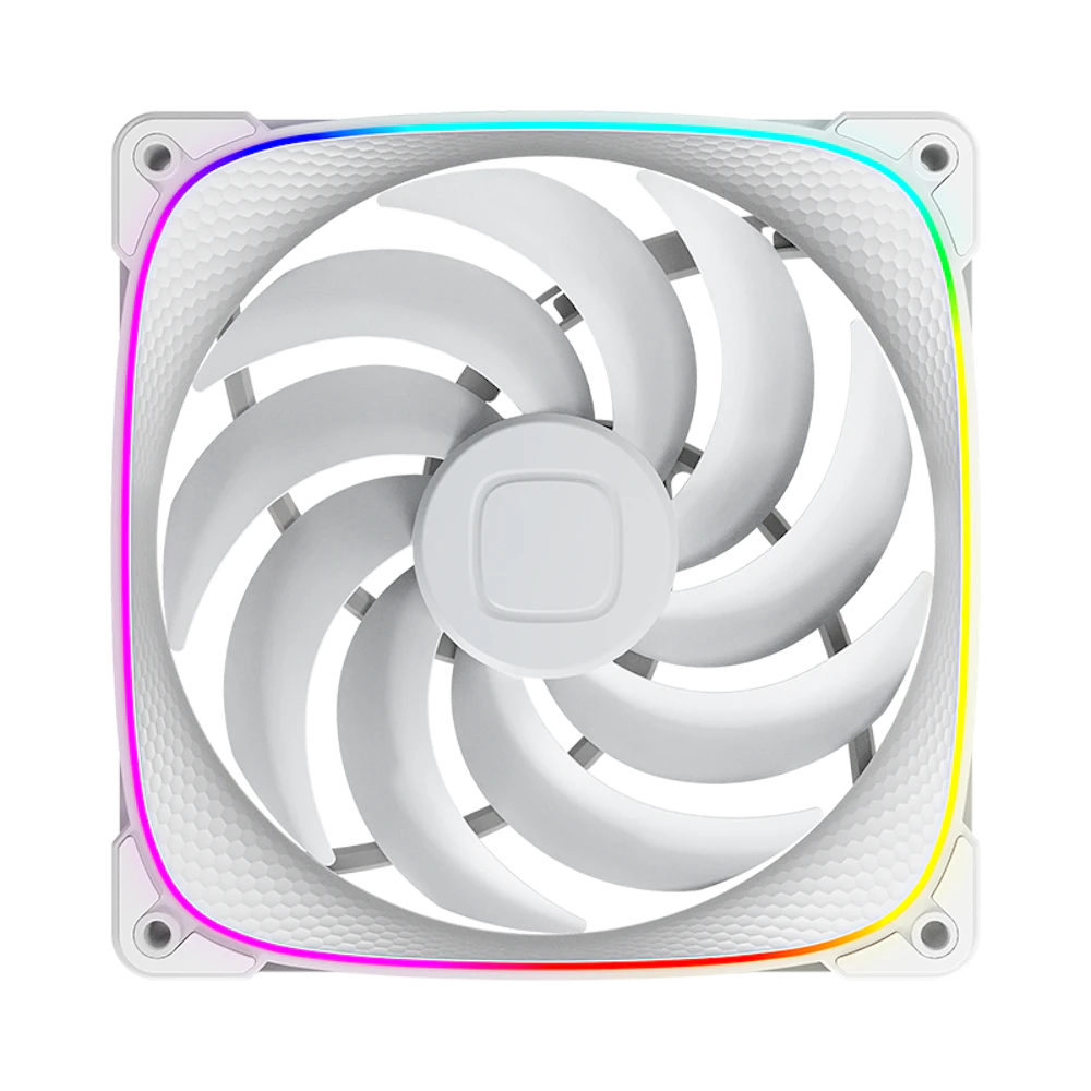 A large main feature product image of Geometric Future Squama 2503 - 140mm ARGB PWM Fan 3-Pack (White)