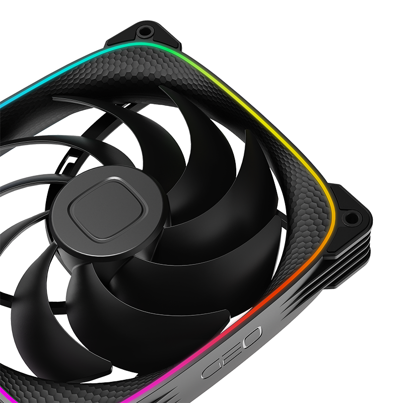 A large main feature product image of Geometric Future Squama 2503 - 140mm ARGB PWM Fan 3-Pack (Black)