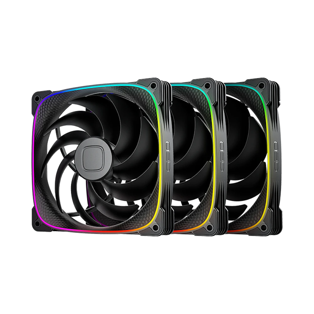 A large main feature product image of Geometric Future Squama 2503 - 140mm ARGB PWM Fan 3-Pack (Black)
