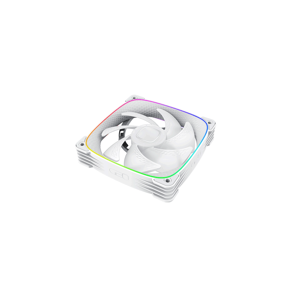 A large main feature product image of Geometric Future Squama 2503 - 120mm ARGB PWM Fan 3-Pack (White)
