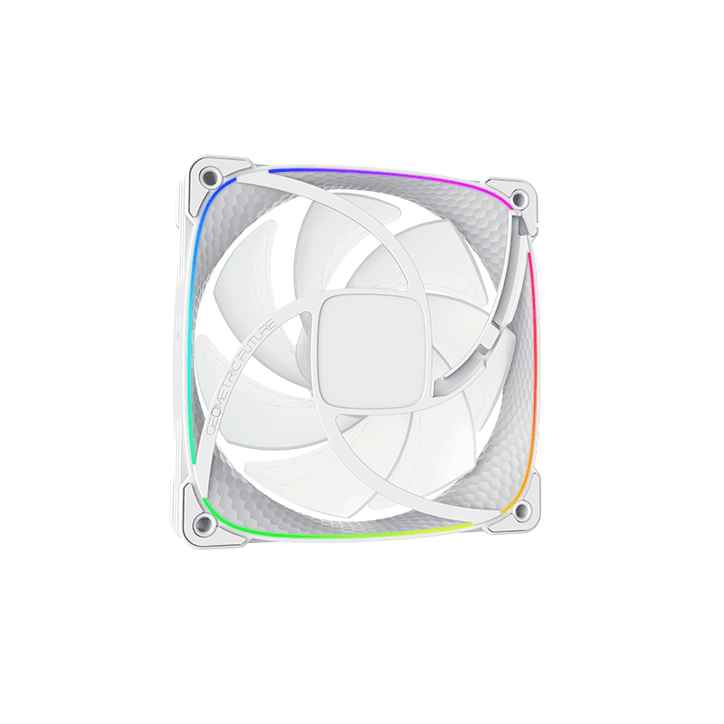 A large main feature product image of Geometric Future Squama 2503 - 120mm ARGB PWM Fan 3-Pack (White)