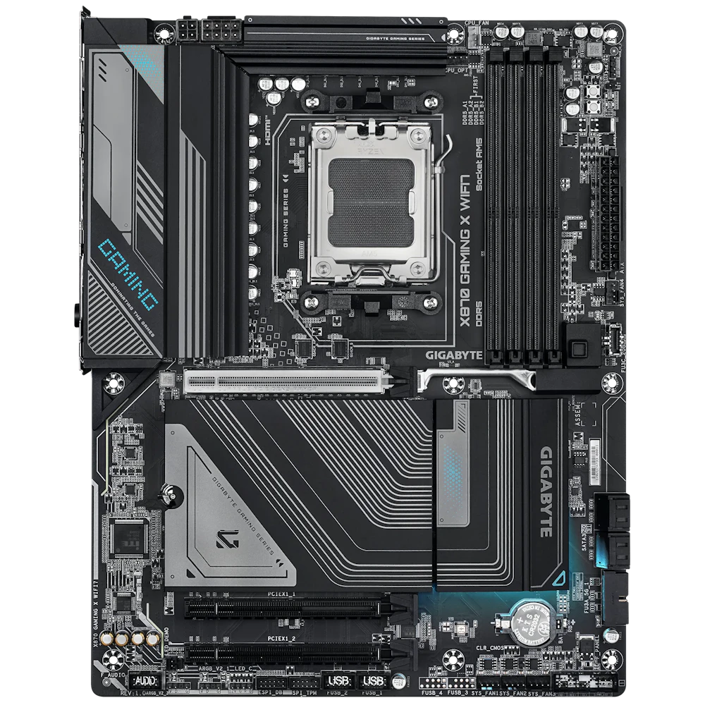 A large main feature product image of Gigabyte X870 GAMING X WiFi7 AM5 ATX Desktop Motherboard