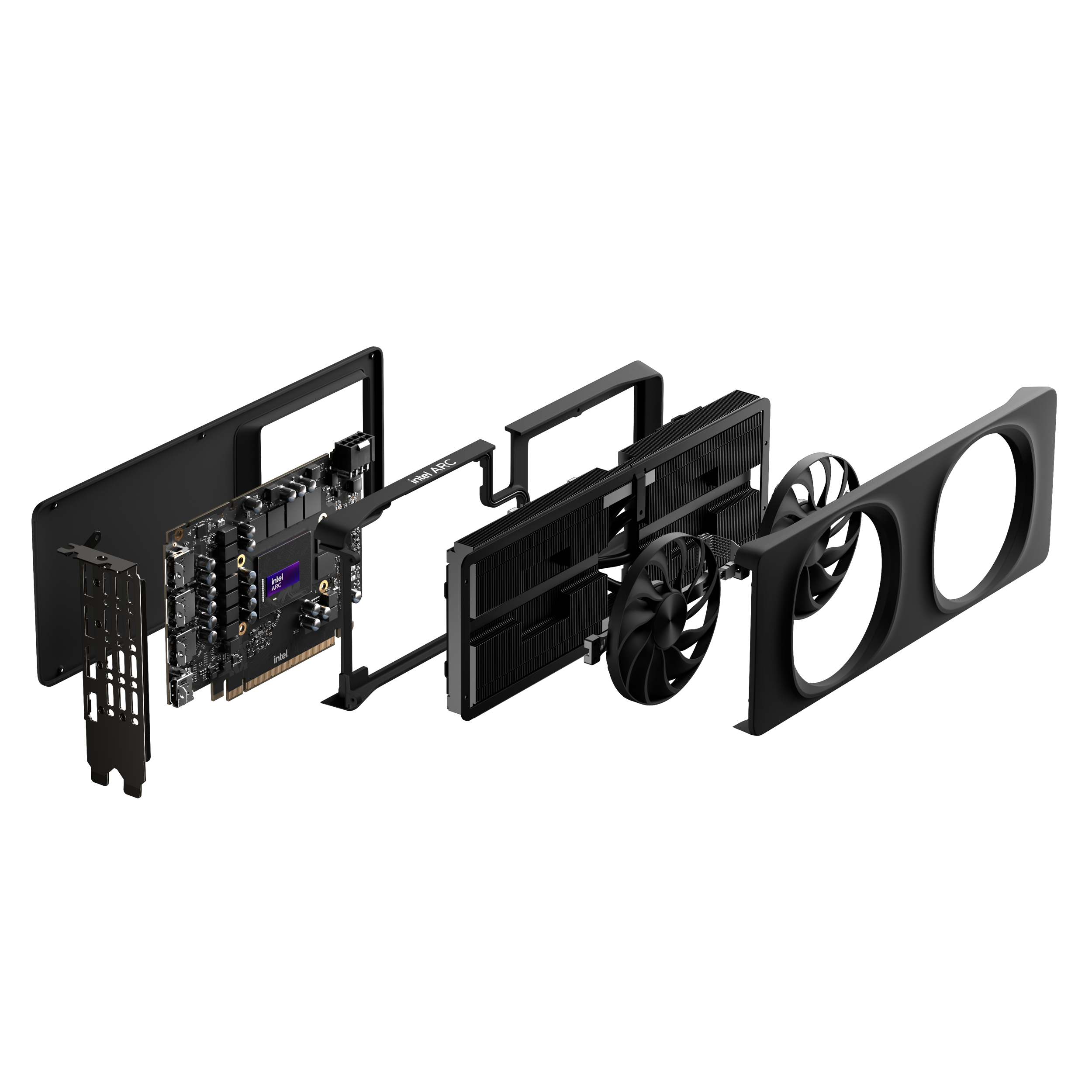 A large main feature product image of Intel Arc Battlemage B580 Graphics Limited Edition 12GB GDDR6