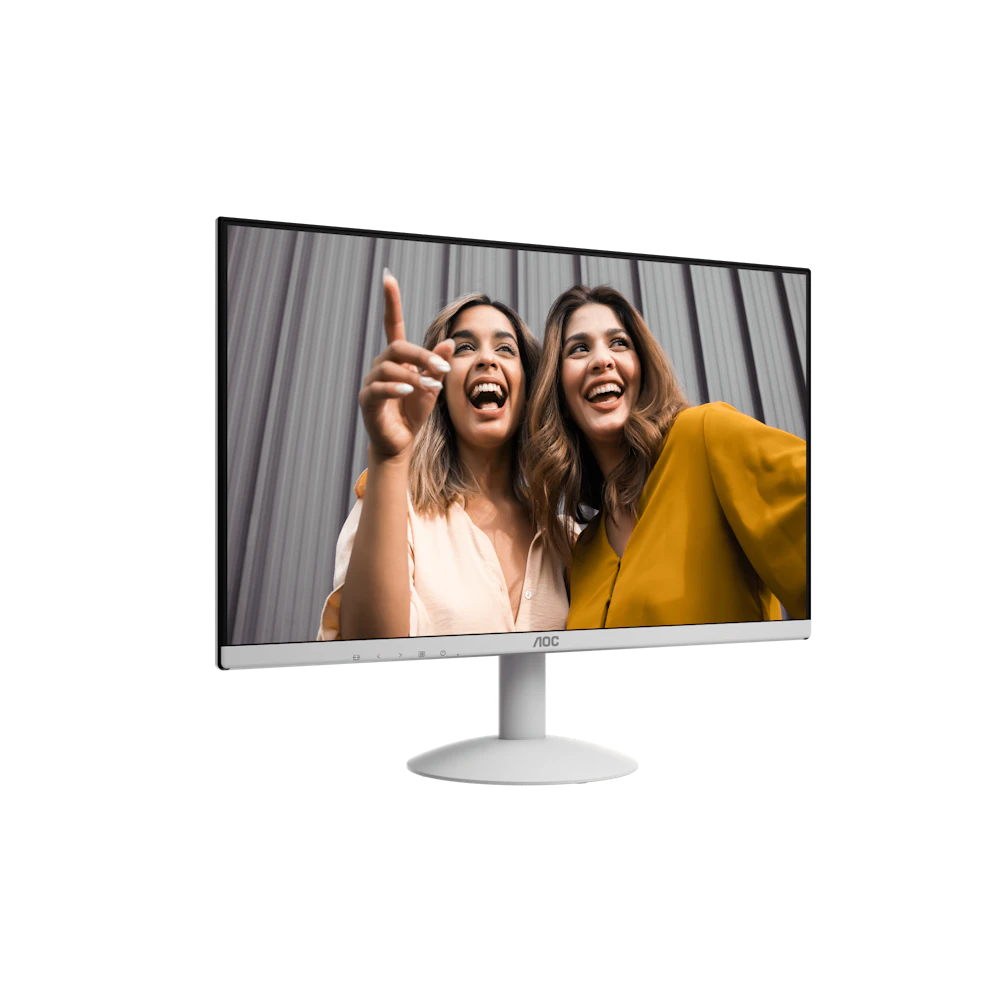 A large main feature product image of AOC 24B30H2/BW - 24" 1080p 120Hz IPS Monitor (White)