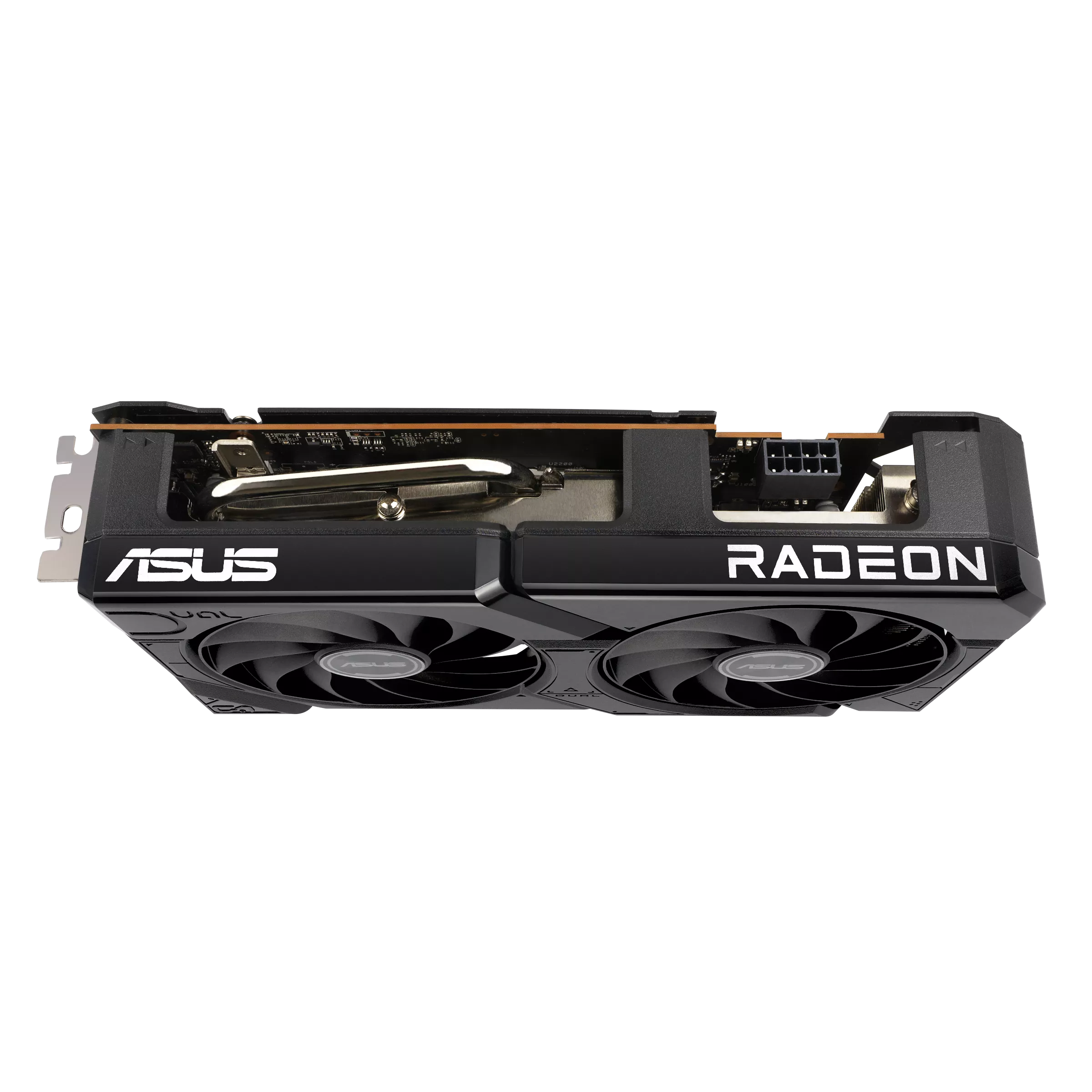 A large main feature product image of ASUS Radeon RX 7600 Dual EVO OC 8GB GDDR6