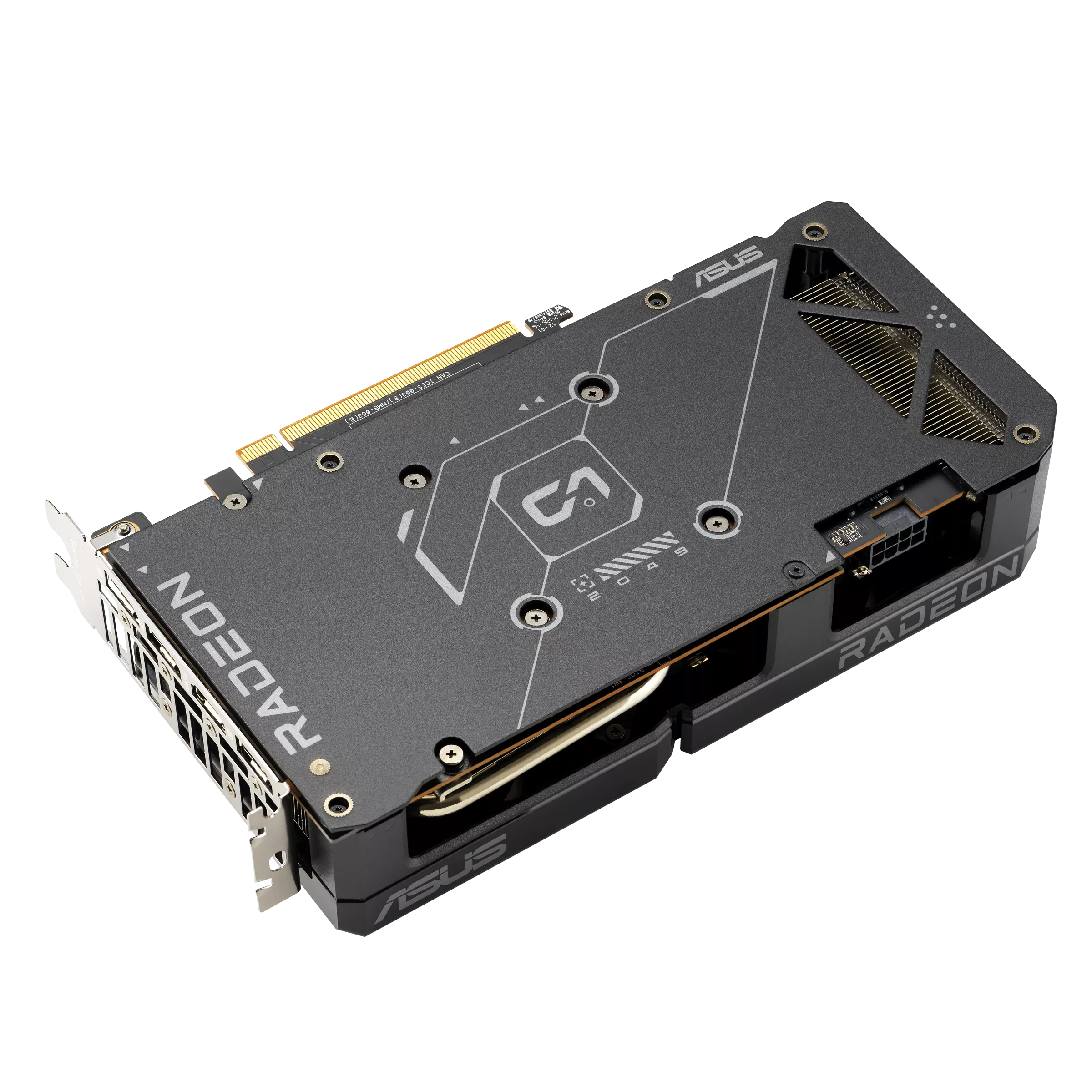 A large main feature product image of ASUS Radeon RX 7600 Dual EVO OC 8GB GDDR6