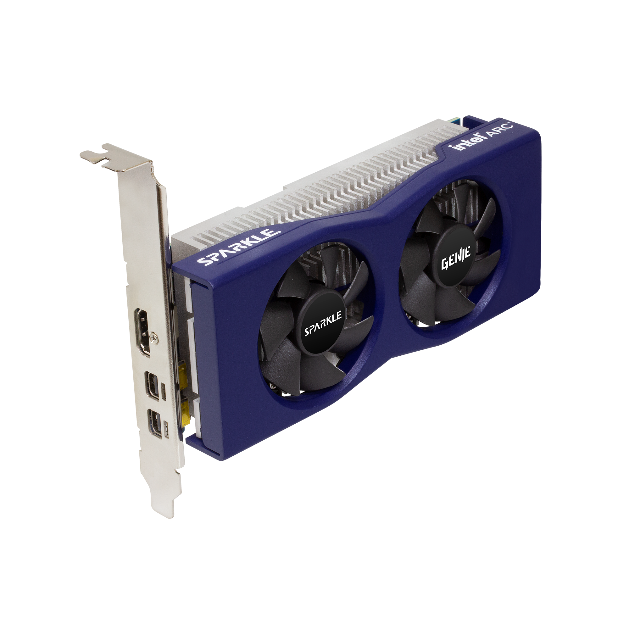 A large main feature product image of SPARKLE Intel Arc A380 GENIE Low Profile 6GB GDDR6