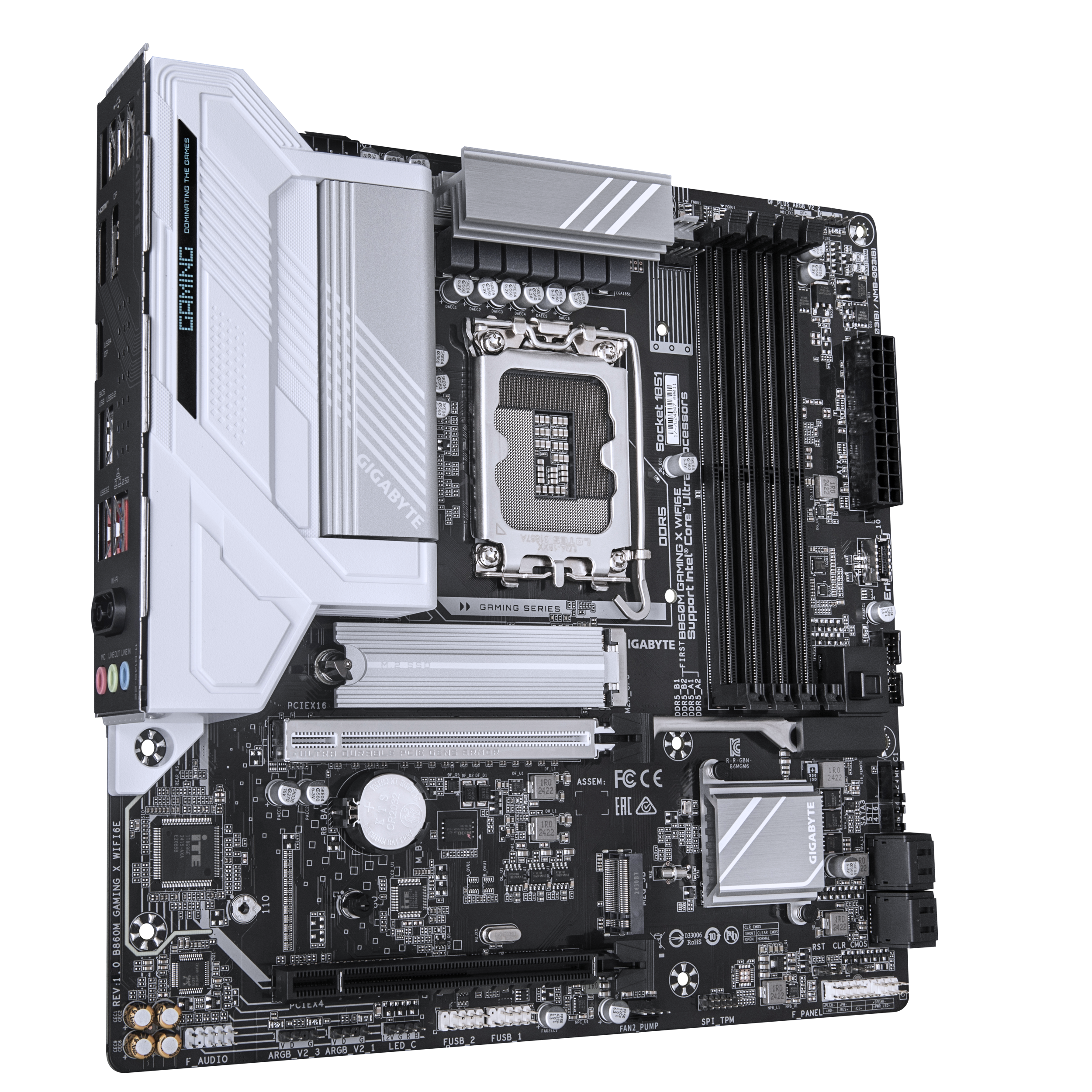 A large main feature product image of Gigabyte B860M Gaming X WiFi6E LGA1851 mATX Desktop Motherboard