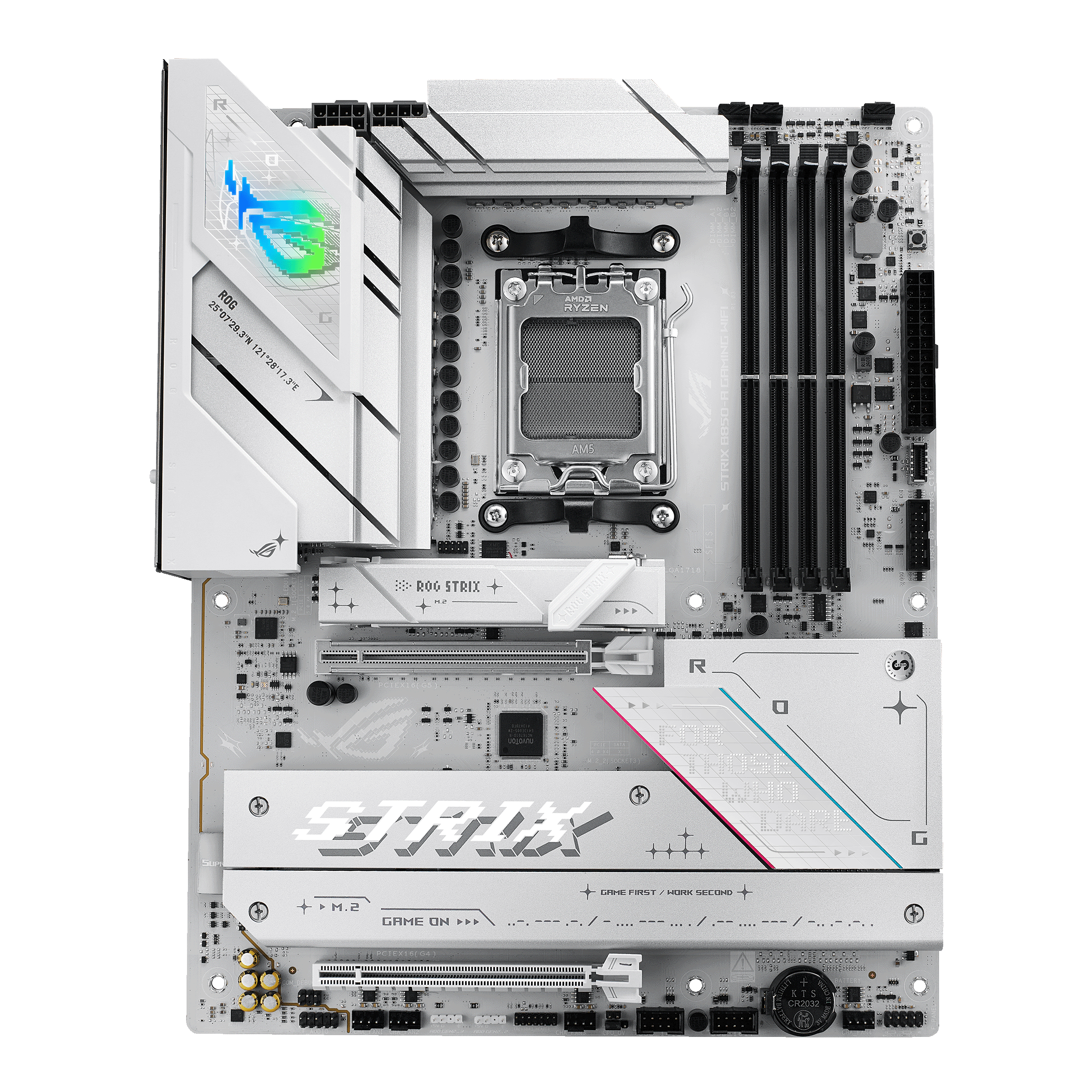 A large main feature product image of ASUS ROG Strix B850-A Gaming WiFi AM5 ATX Desktop Motherboard