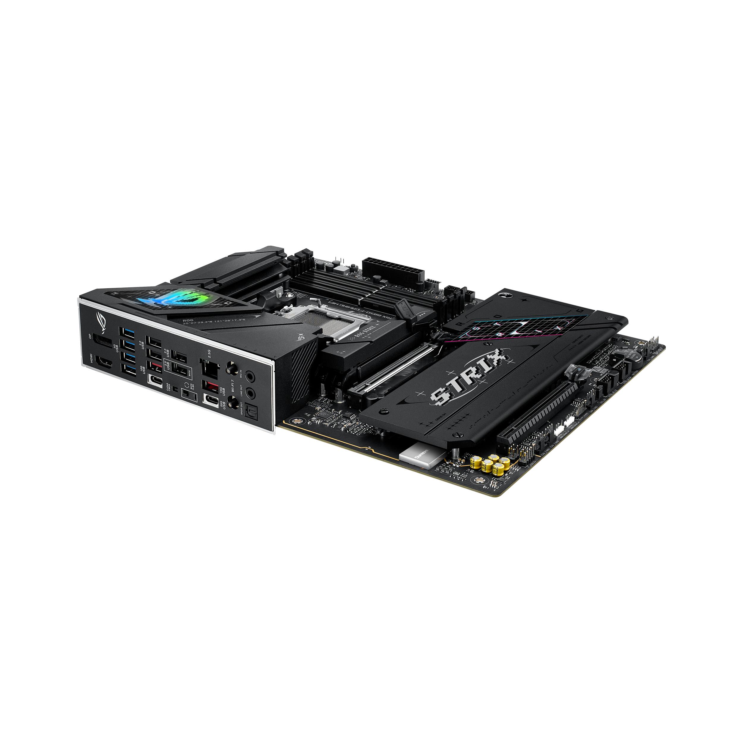 A large main feature product image of ASUS ROG Strix B850-F Gaming WiFi AM5 ATX Desktop Motherboard 