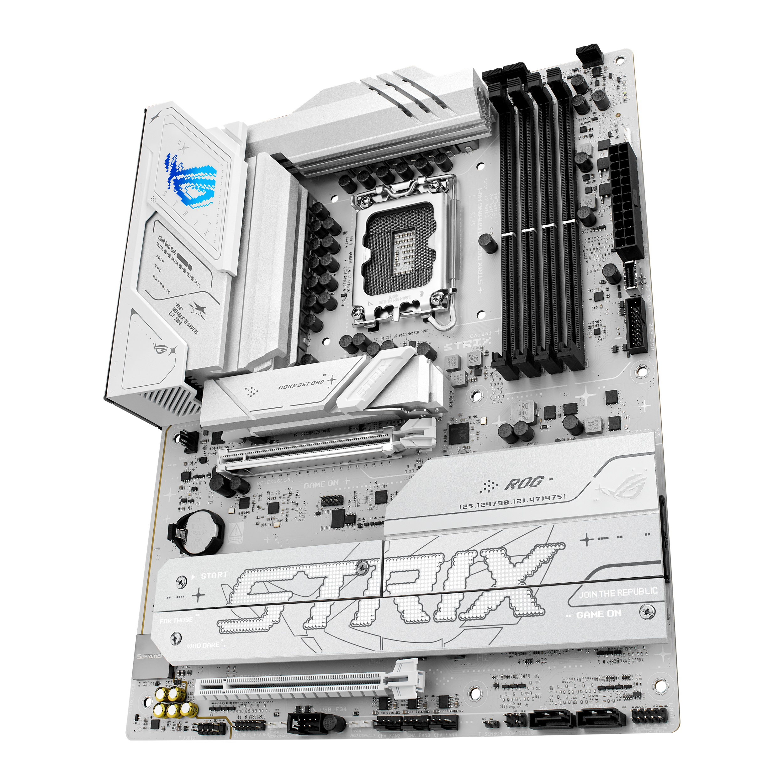 A large main feature product image of ASUS ROG Strix B860-A Gaming WiFi LGA1851 ATX Desktop Motherboard