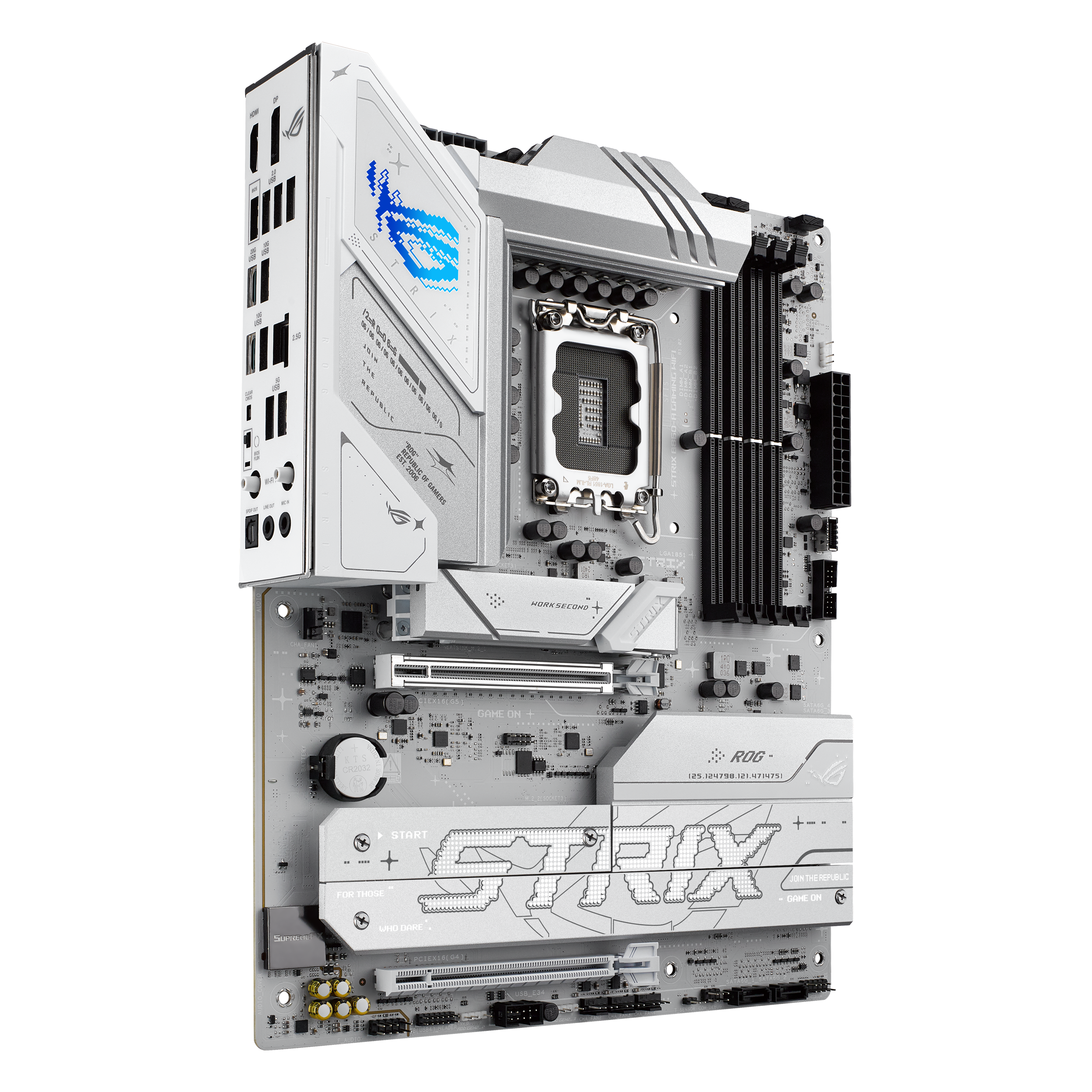 A large main feature product image of ASUS ROG Strix B860-A Gaming WiFi LGA1851 ATX Desktop Motherboard