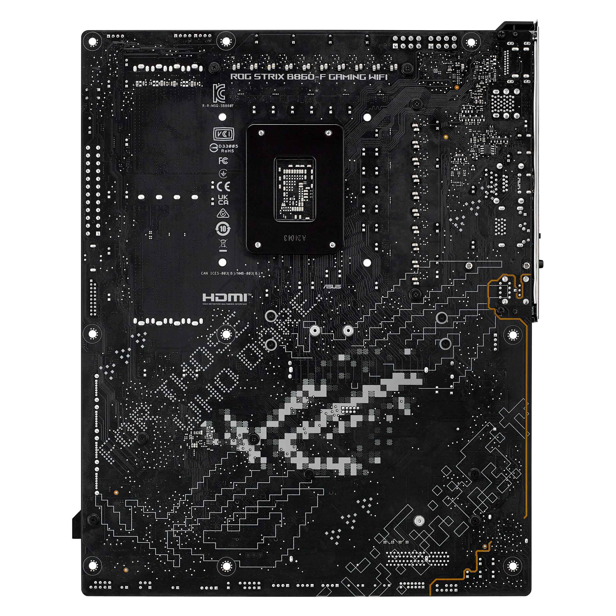 A large main feature product image of ASUS ROG Strix B860-F Gaming WiFi LGA1851 ATX Desktop Motherboard