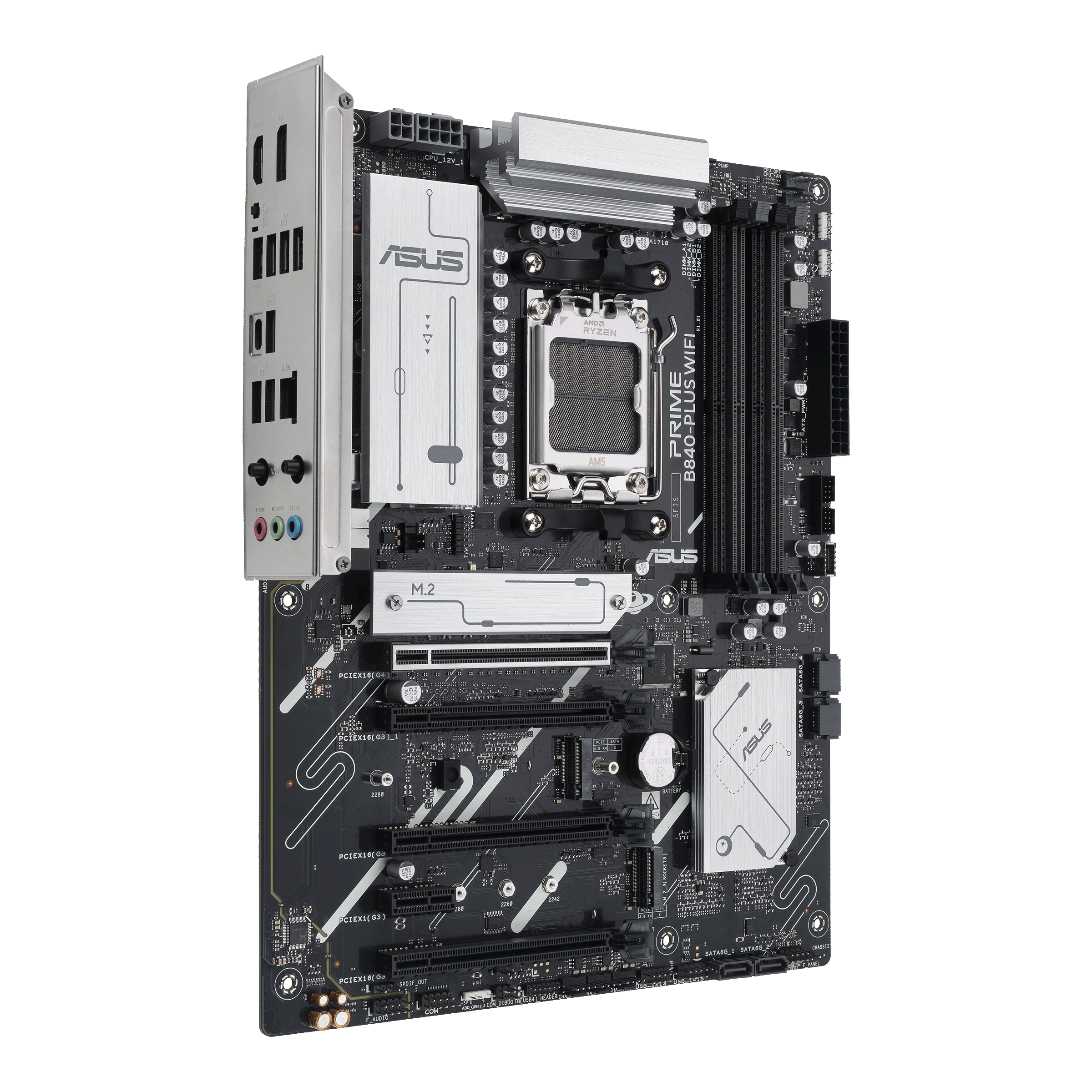 A large main feature product image of ASUS PRIME B840-Plus WiFi-CSM AM5 ATX Desktop Motherboard