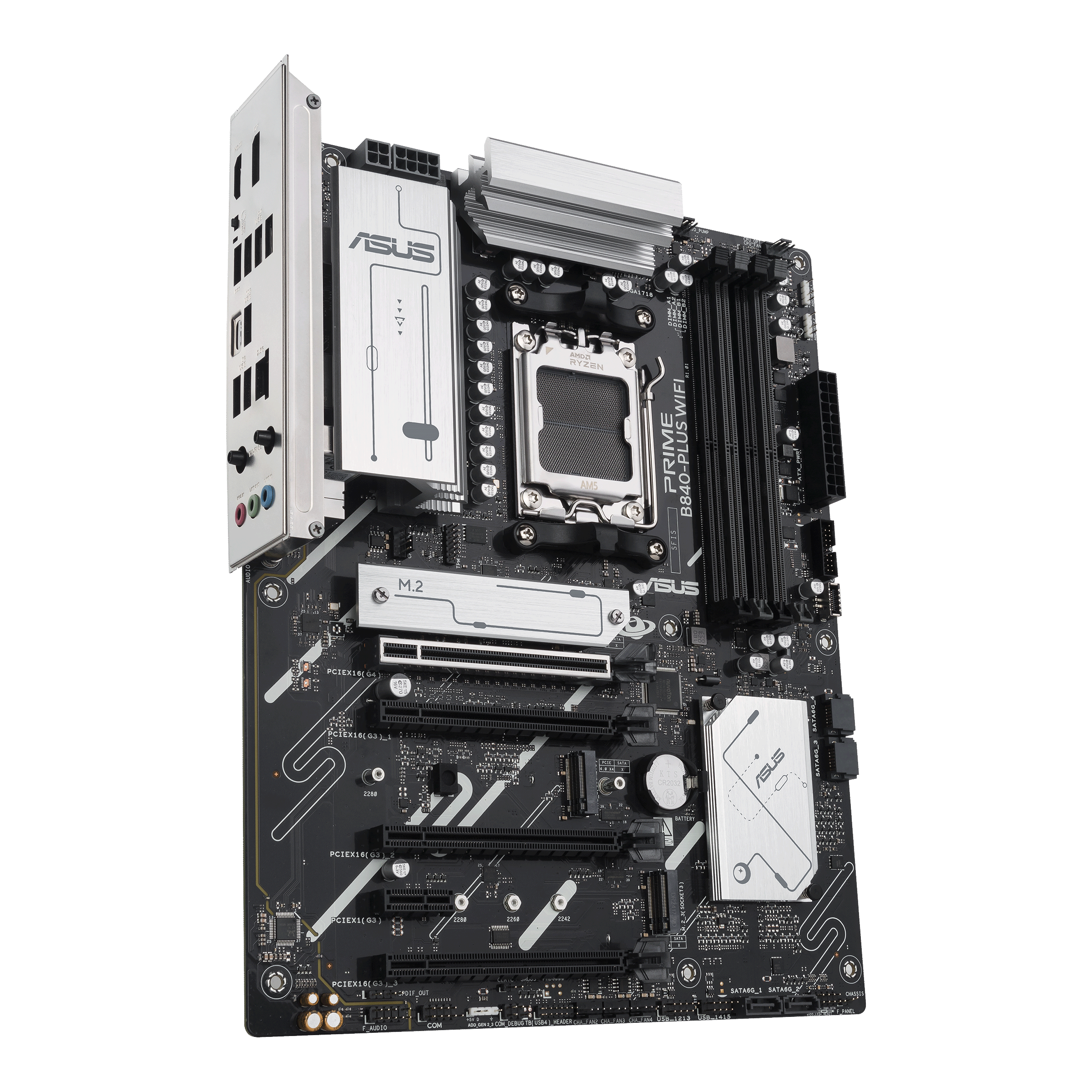 A large main feature product image of ASUS PRIME B840-Plus WiFi-CSM AM5 ATX Desktop Motherboard