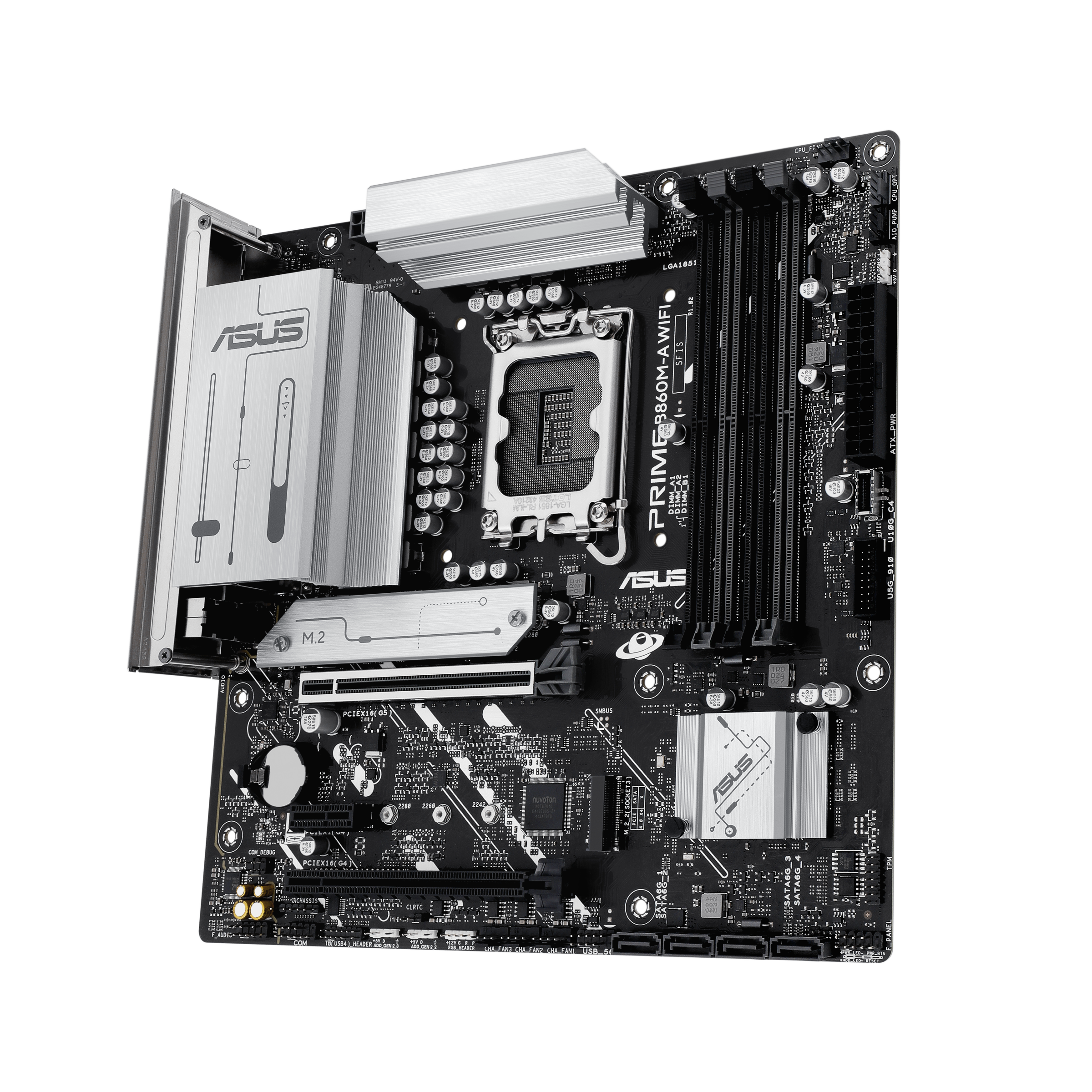 A large main feature product image of ASUS PRIME B860M-A WiFi-CSM LGA1851 mATX Desktop Motherboard