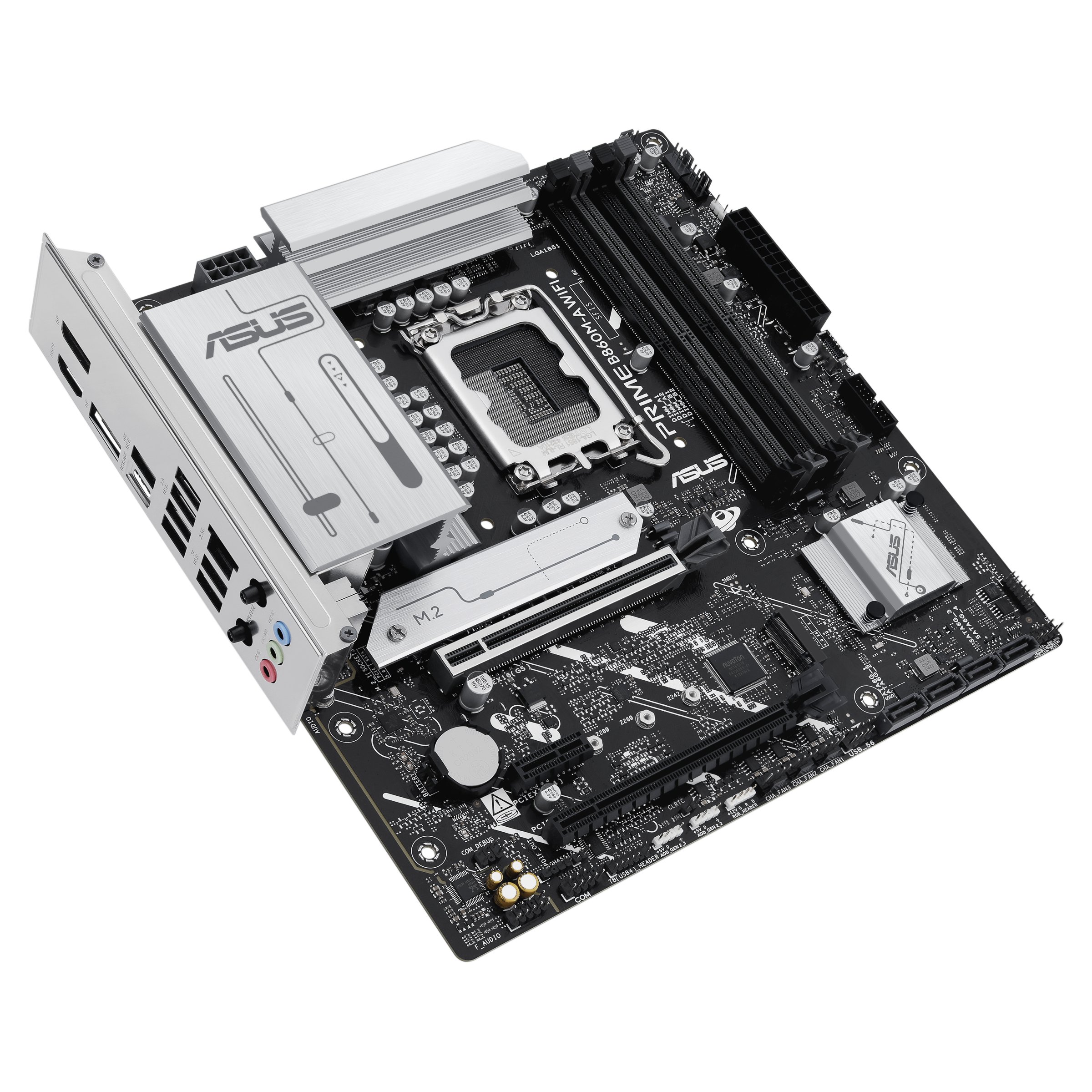 A large main feature product image of ASUS PRIME B860M-A WiFi-CSM LGA1851 mATX Desktop Motherboard