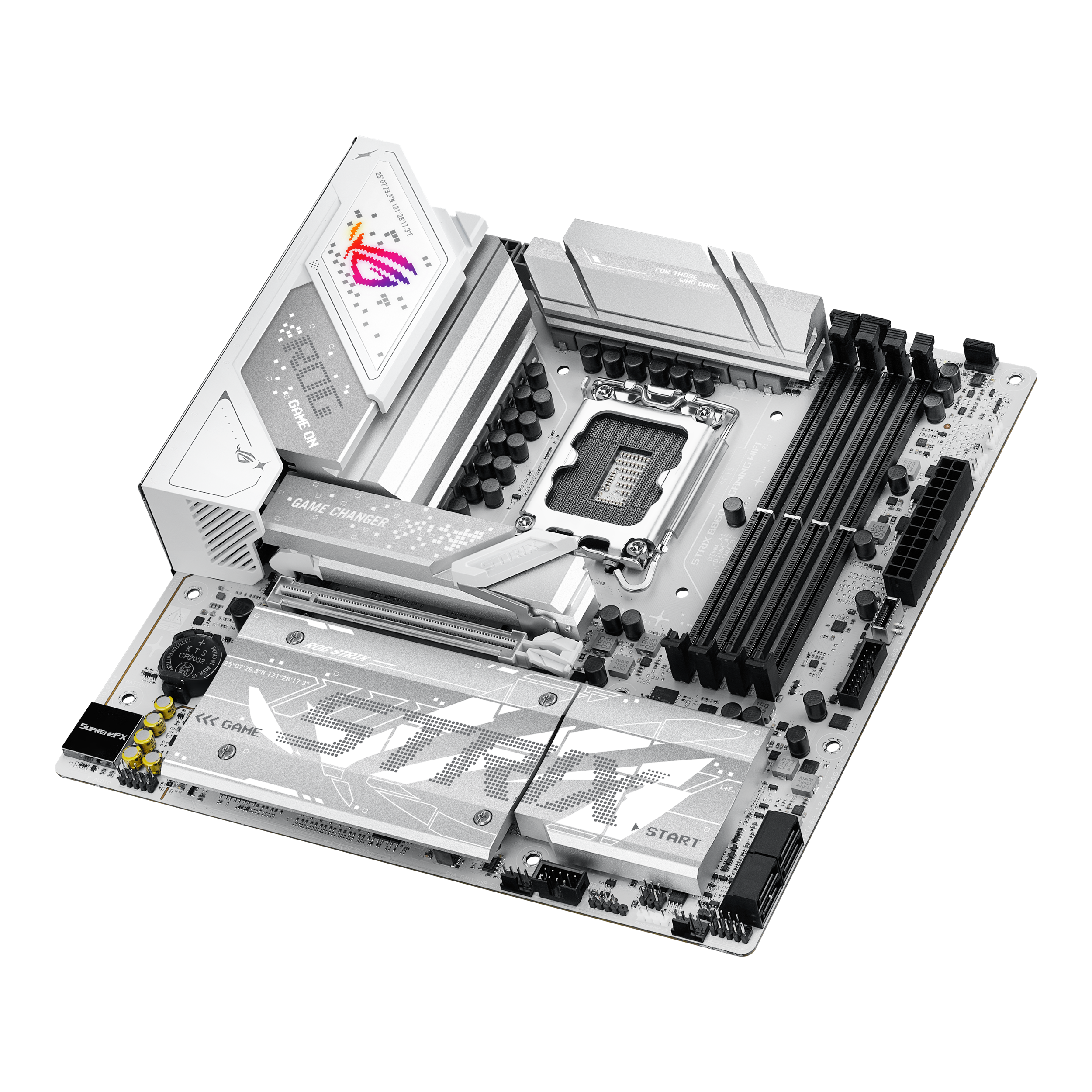 A large main feature product image of ASUS ROG Strix B860-G Gaming WiFi LGA1851 mATX Desktop Motherboard