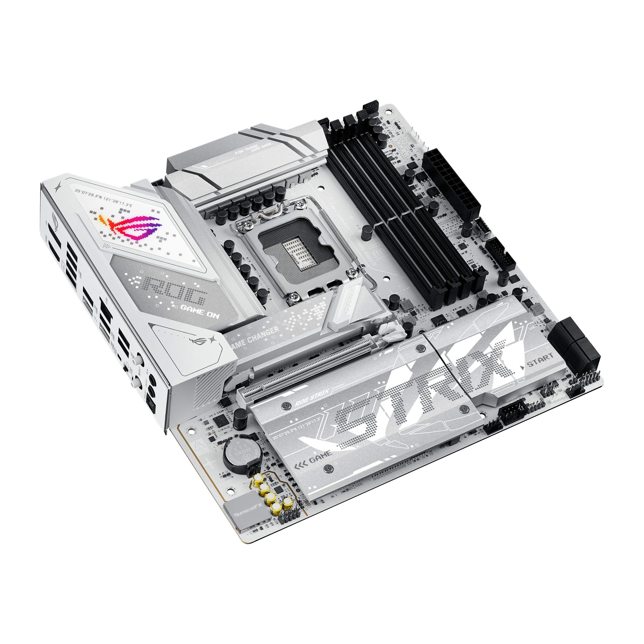 A large main feature product image of ASUS ROG Strix B860-G Gaming WiFi LGA1851 mATX Desktop Motherboard