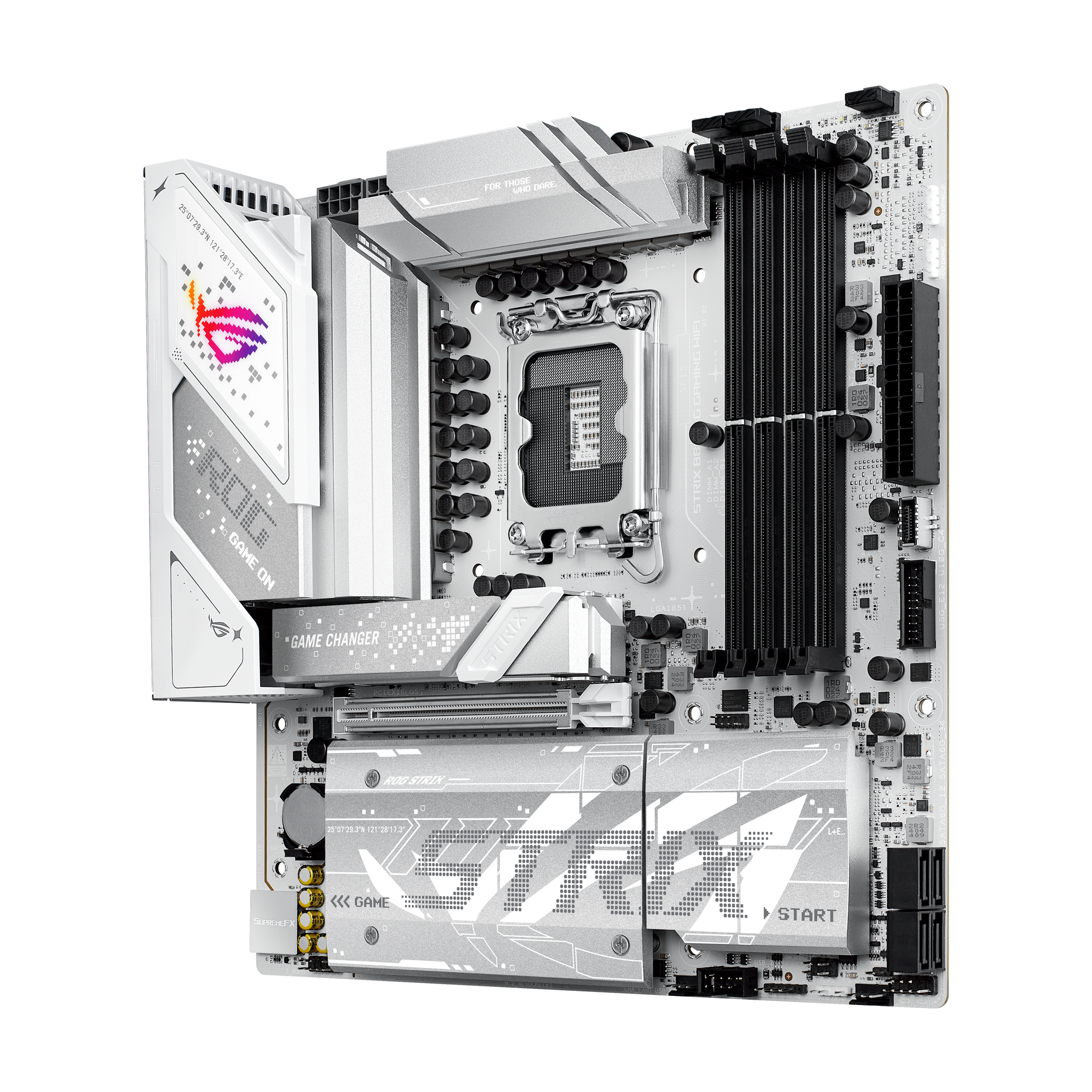 A large main feature product image of ASUS ROG Strix B860-G Gaming WiFi LGA1851 mATX Desktop Motherboard