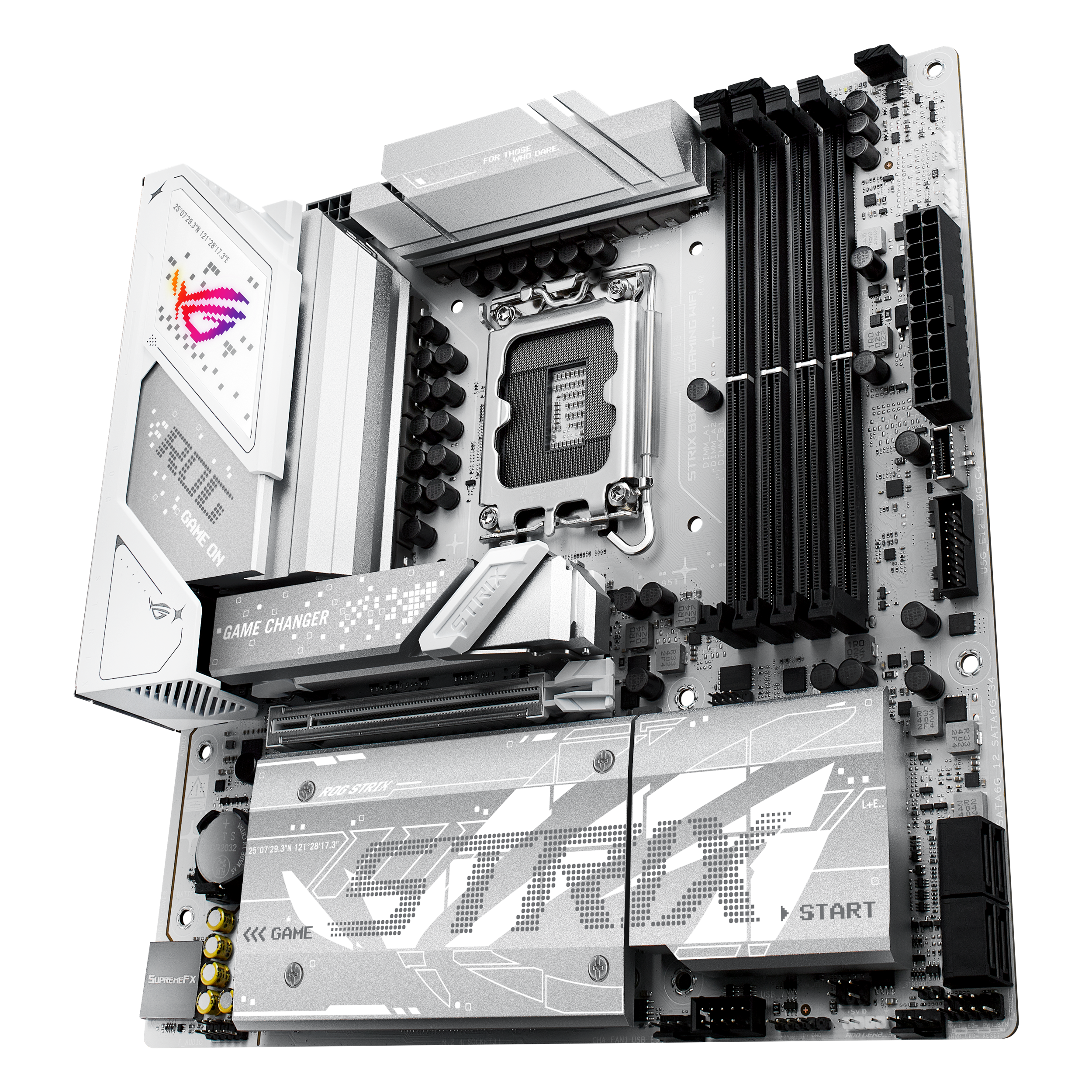 A large main feature product image of ASUS ROG Strix B860-G Gaming WiFi LGA1851 mATX Desktop Motherboard