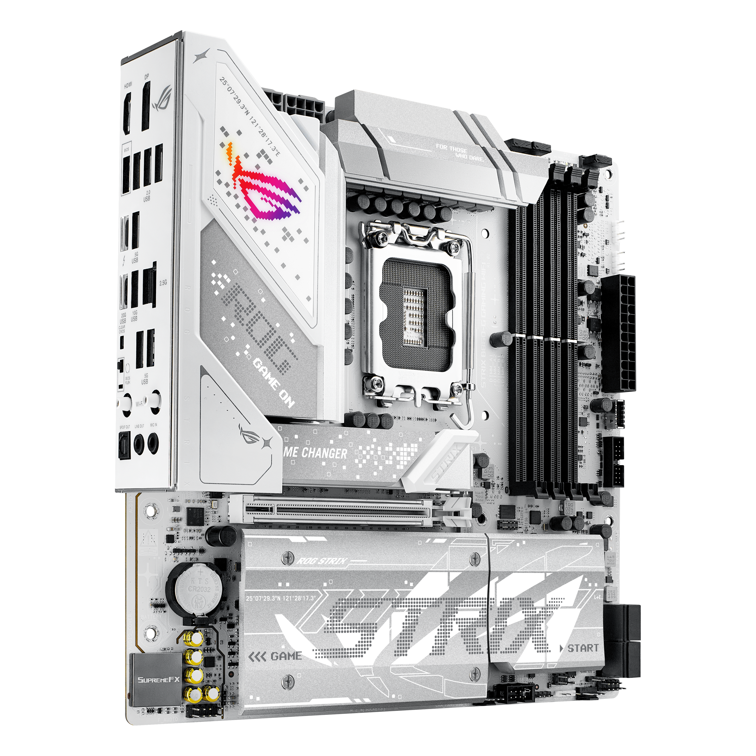 A large main feature product image of ASUS ROG Strix B860-G Gaming WiFi LGA1851 mATX Desktop Motherboard