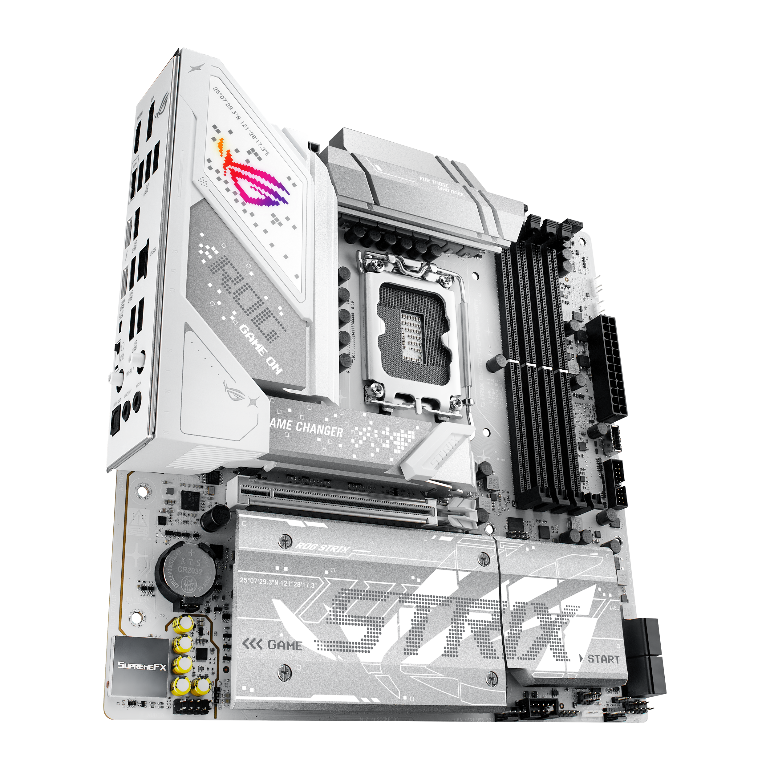 A large main feature product image of ASUS ROG Strix B860-G Gaming WiFi LGA1851 mATX Desktop Motherboard