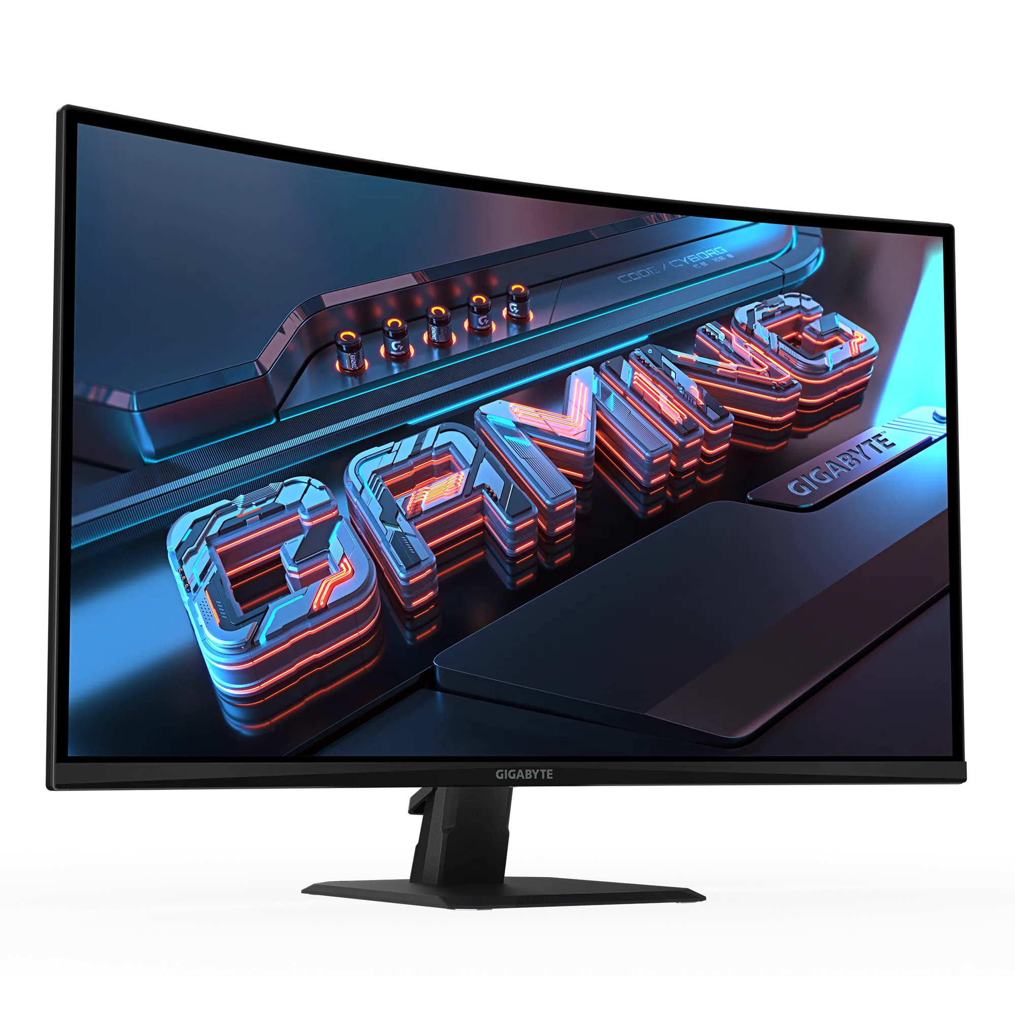 A large main feature product image of Gigabyte GS32QCA - 31.5" Curved 180Hz VA Gaming Monitor