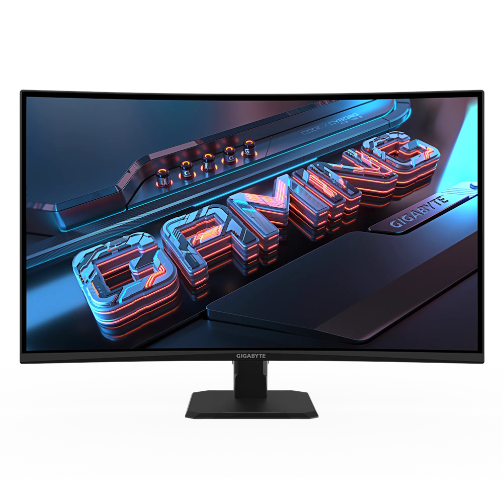 A large main feature product image of Gigabyte GS32QCA - 31.5" Curved 180Hz VA Gaming Monitor