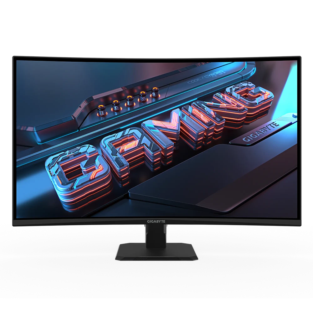 A large main feature product image of Gigabyte GS32QCA - 31.5" Curved 180Hz VA Gaming Monitor