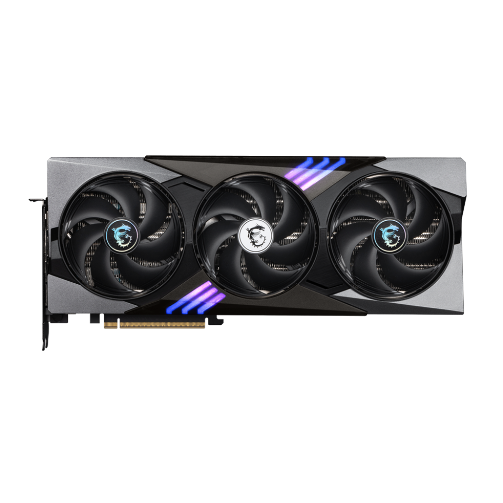 A large main feature product image of MSI GeForce RTX 5080 Gaming Trio OC 16GB GDDR7