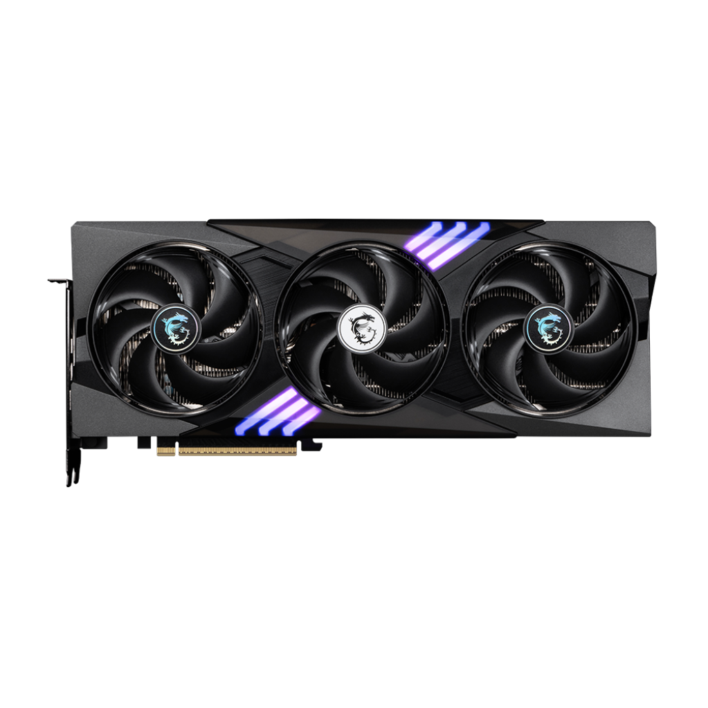 A large main feature product image of MSI GeForce RTX 5070 Gaming Trio OC 12GB GDDR7