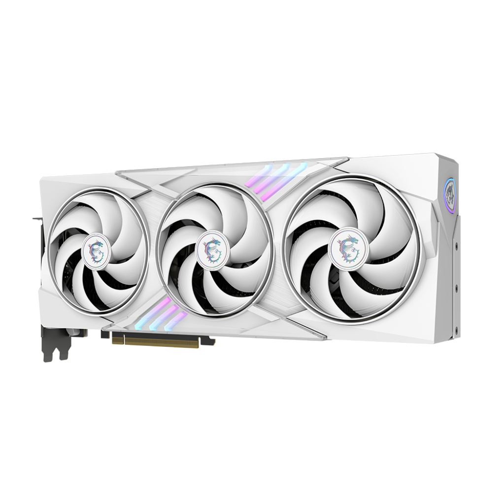 A large main feature product image of MSI GeForce RTX 5070 Gaming Trio OC 12GB GDDR7 - White